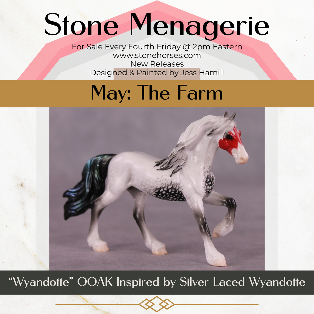 "Wyandotte" OOAK Friesian Chip By Jess Hamill - Menagerie Series