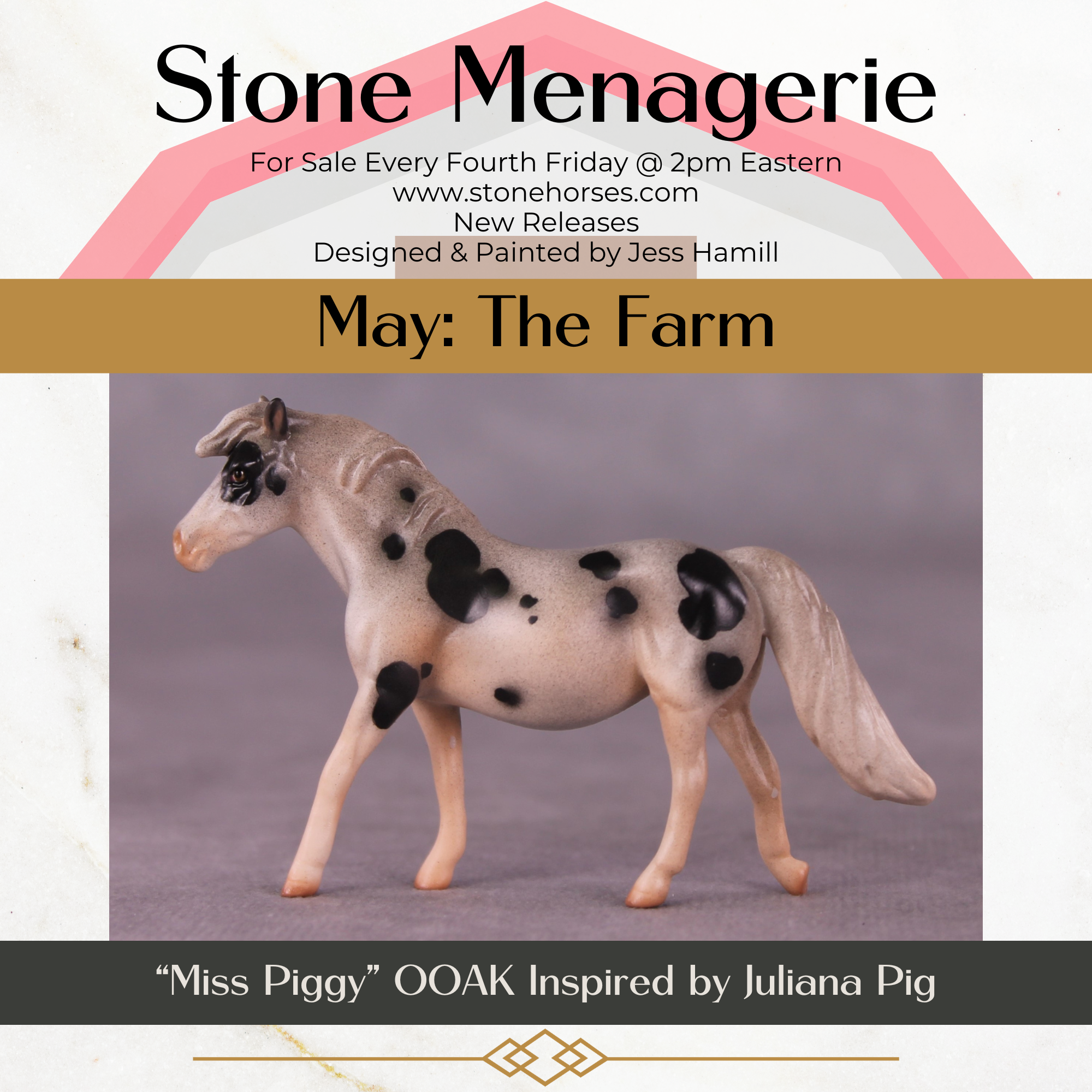 "Miss Piggy" OOAK Pony Chip By Jess Hamill - Menagerie Series