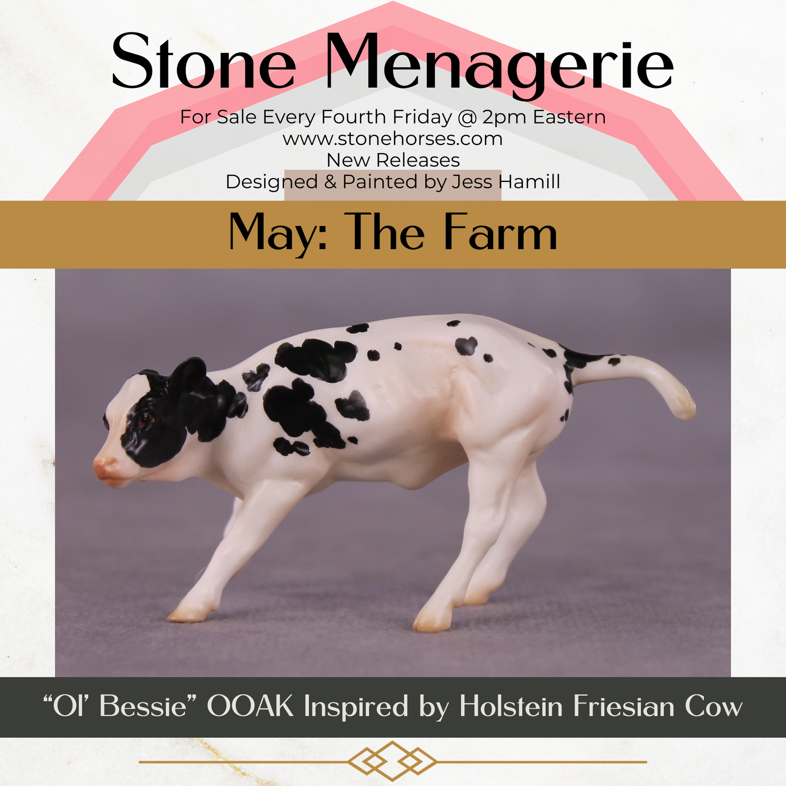 "Ol' Bessie" OOAK Calf Chip By Jess Hamill - Menagerie Series