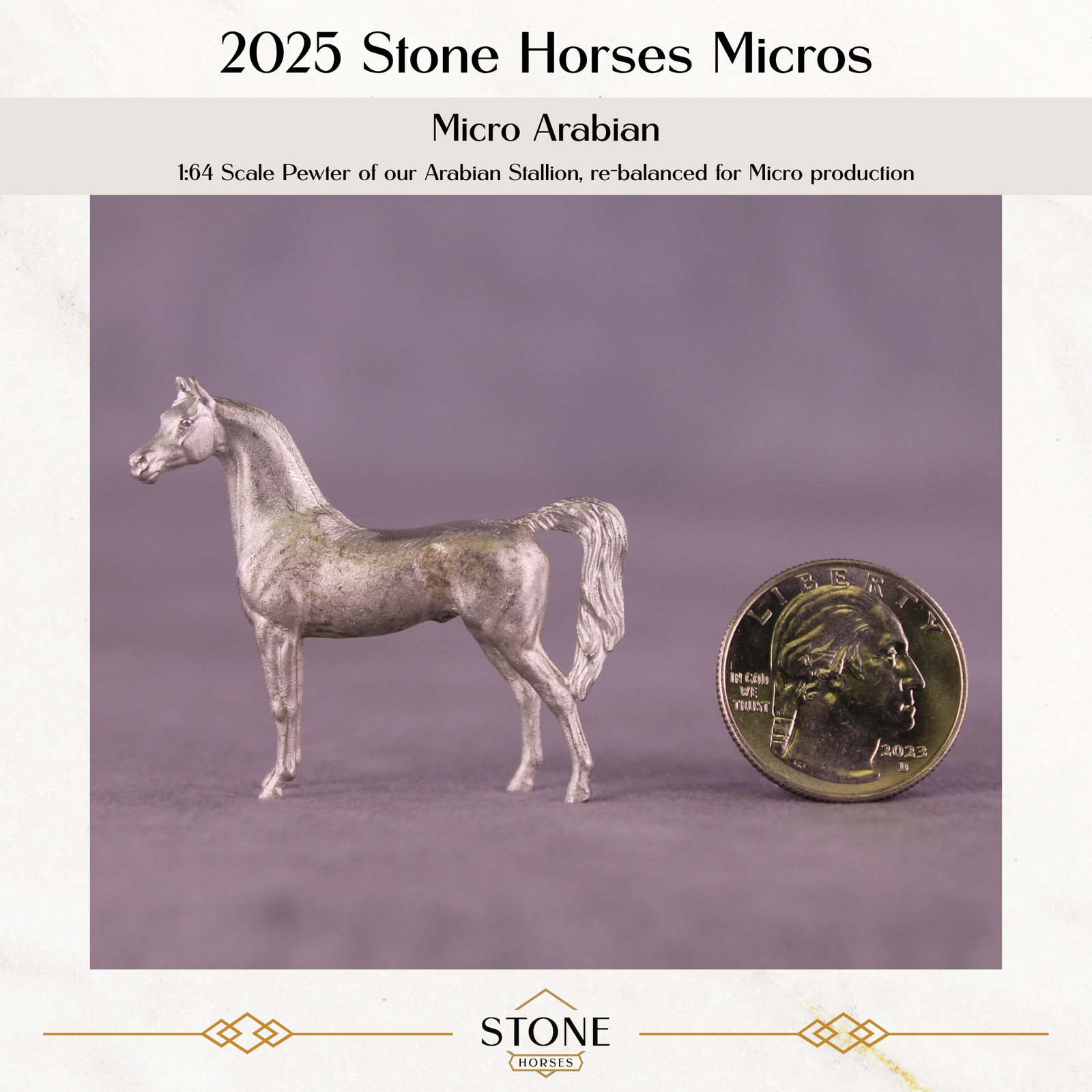 NEW 2025 Micro Pewter Arabian Stallion 1:64 Scale