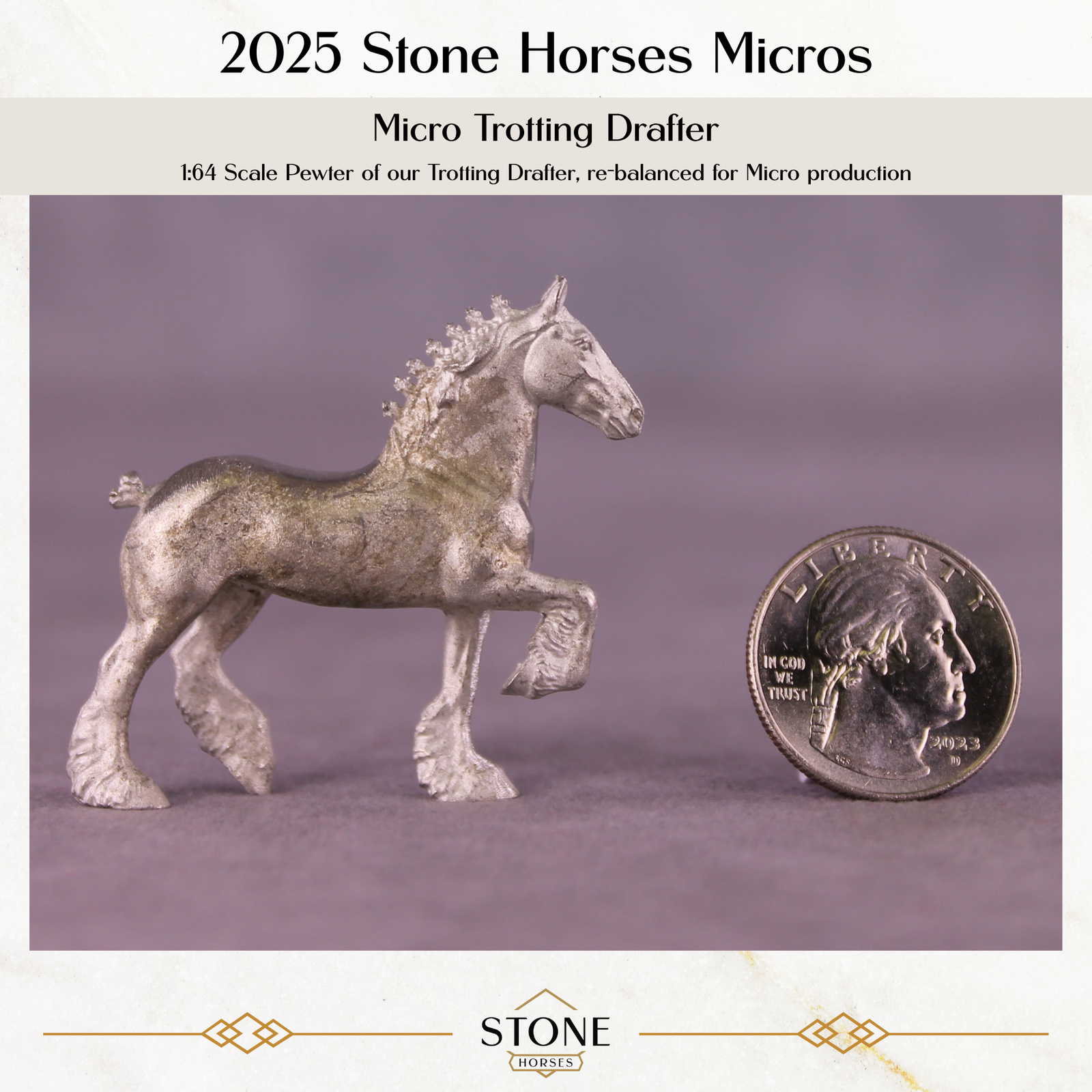 NEW 2025 Micro Pewter Trotting Drafter 1:64 Scale