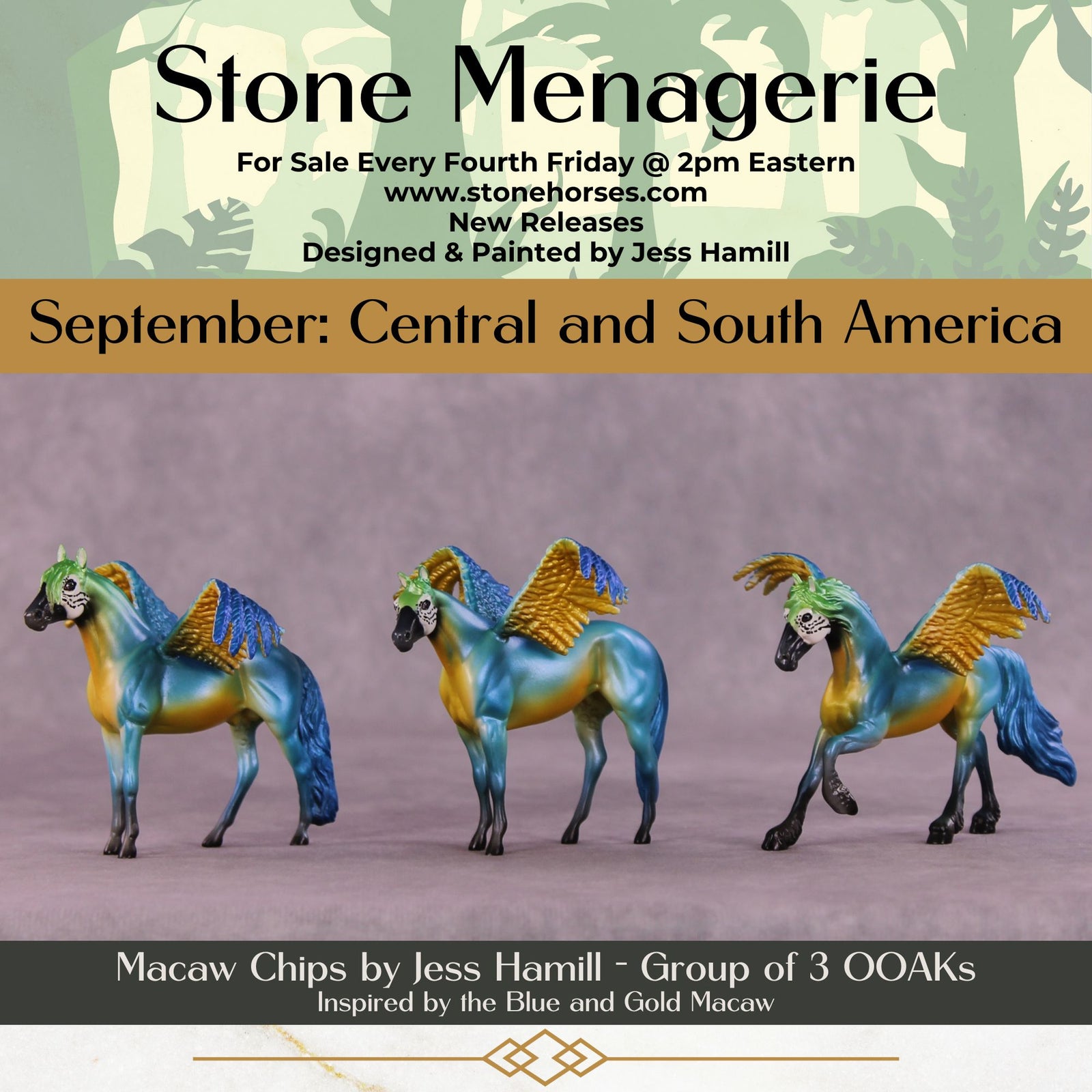 Blue and Gold Macaw FCM OOAK Chip Grab Bag by Jess Hamill MS25