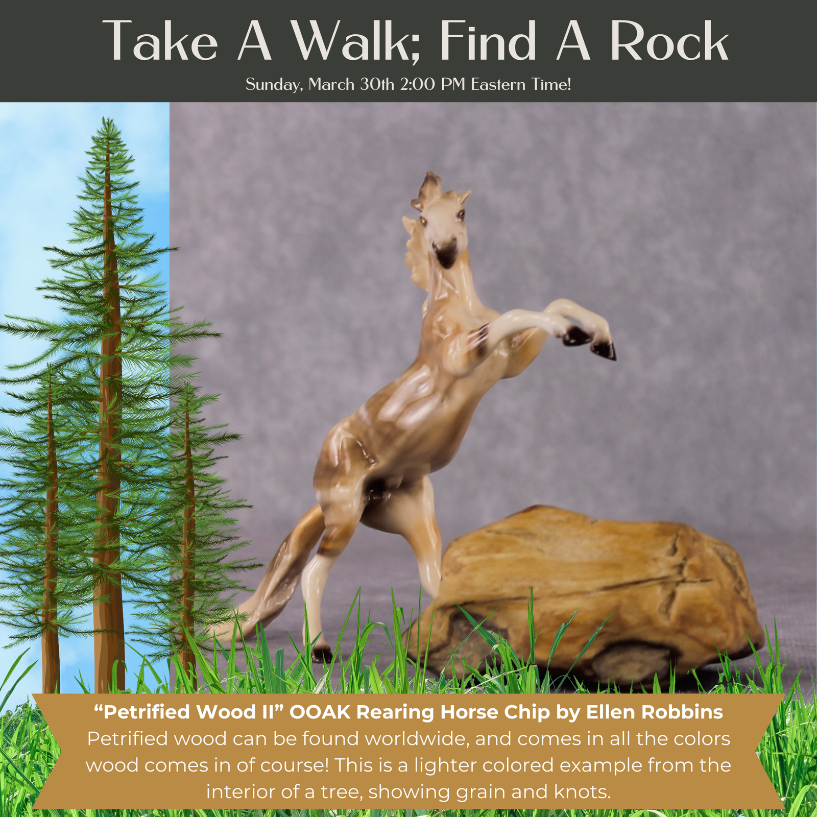 “National Take A Walk in a Park Day” Rock Chips: OOAK Rearing Chip based on Petrified Wood II by Ellen Robbins