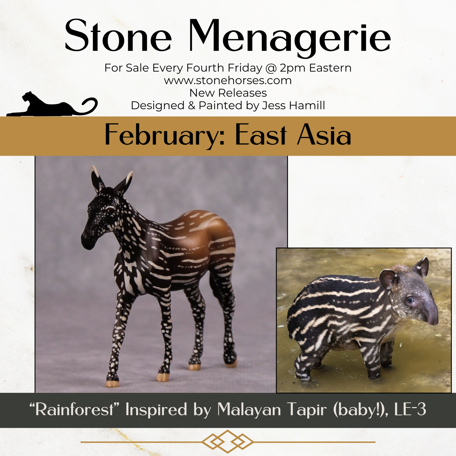 "Rainforest" LE-3 Malayan Tapir (Juvenile) Inspired Deco Mule Chip By Jess Hamill - 2025 The Menagerie Series MS25
