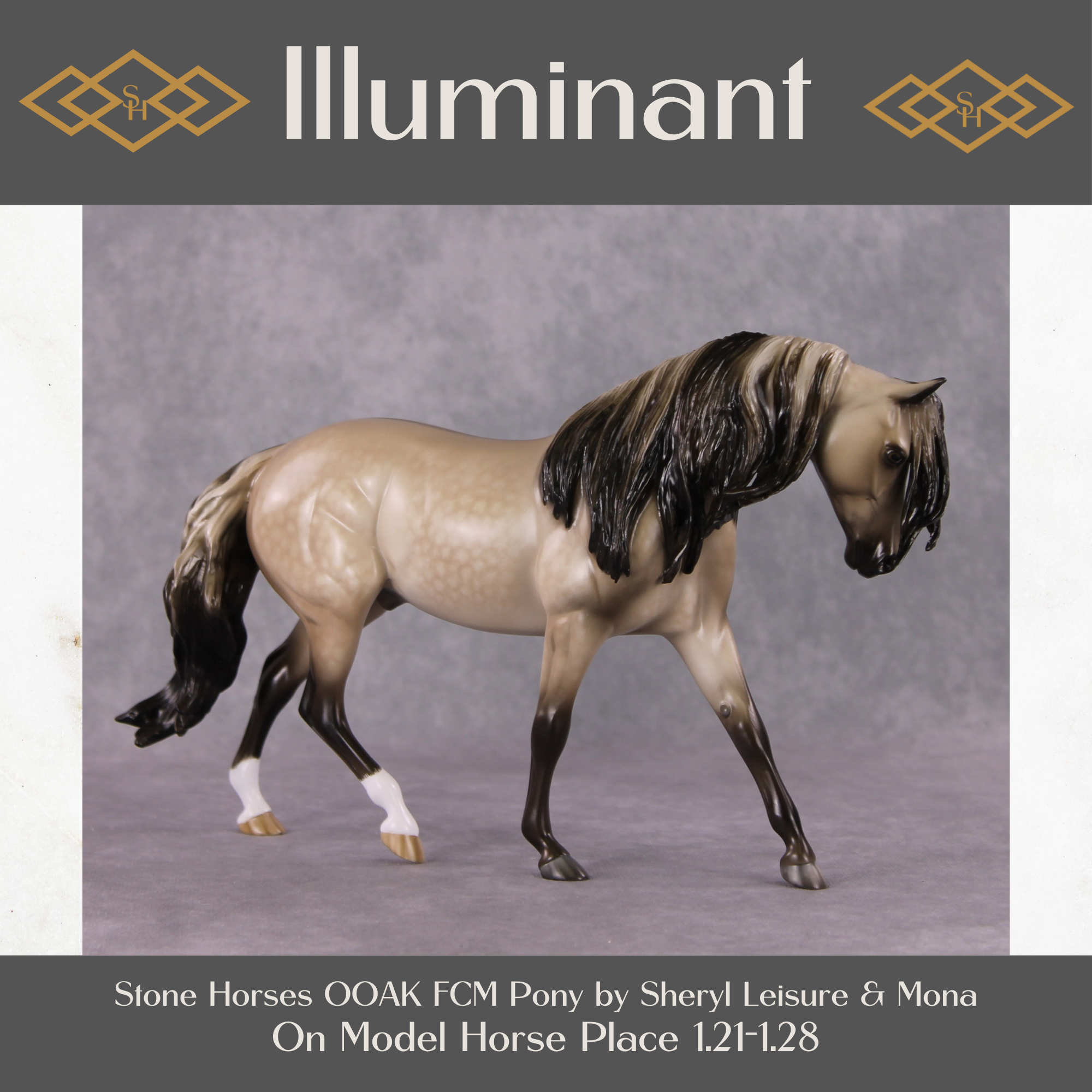 Stone Horses OOAK FCM "Illuminant" - Dappled Buckskin Pony by Sheryl Leisure & Mona Best Offer 1/28/2025