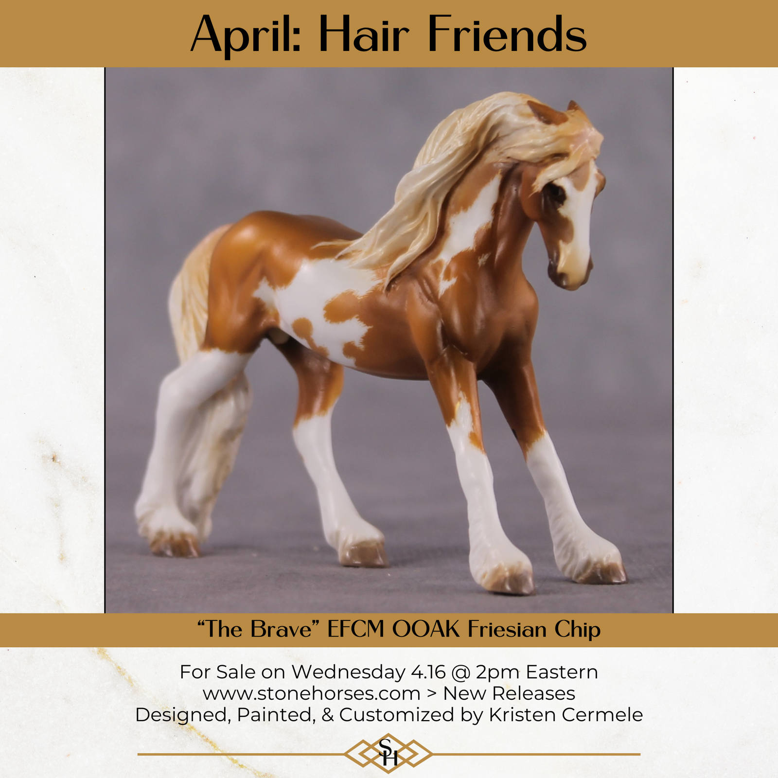 "The Brave" OOAK EFCM Friesian Chip By Kristen Cermele - April GemStones Series