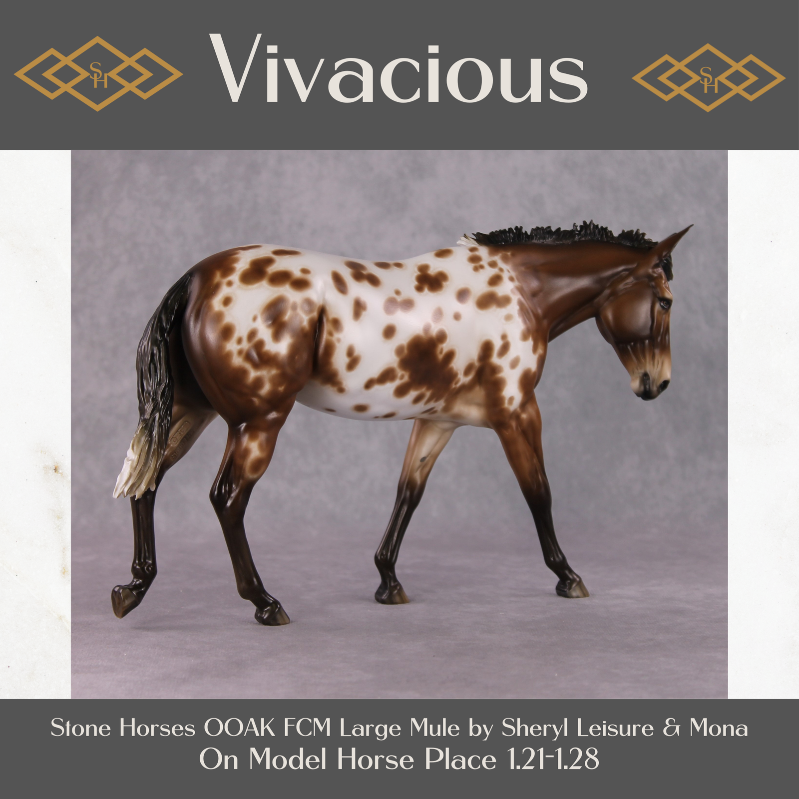 Stone Horses OOAK FCM "Vivacious" - Appaloosa Large Mule by Sheryl Leisure & Mona Best Offer 1/28/2025