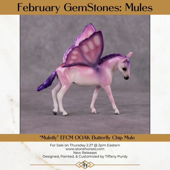 "Muletly" OOAK EFCM Deco Lavender & Purple Mule Chip By Tiffany Purdy - GemStone Series