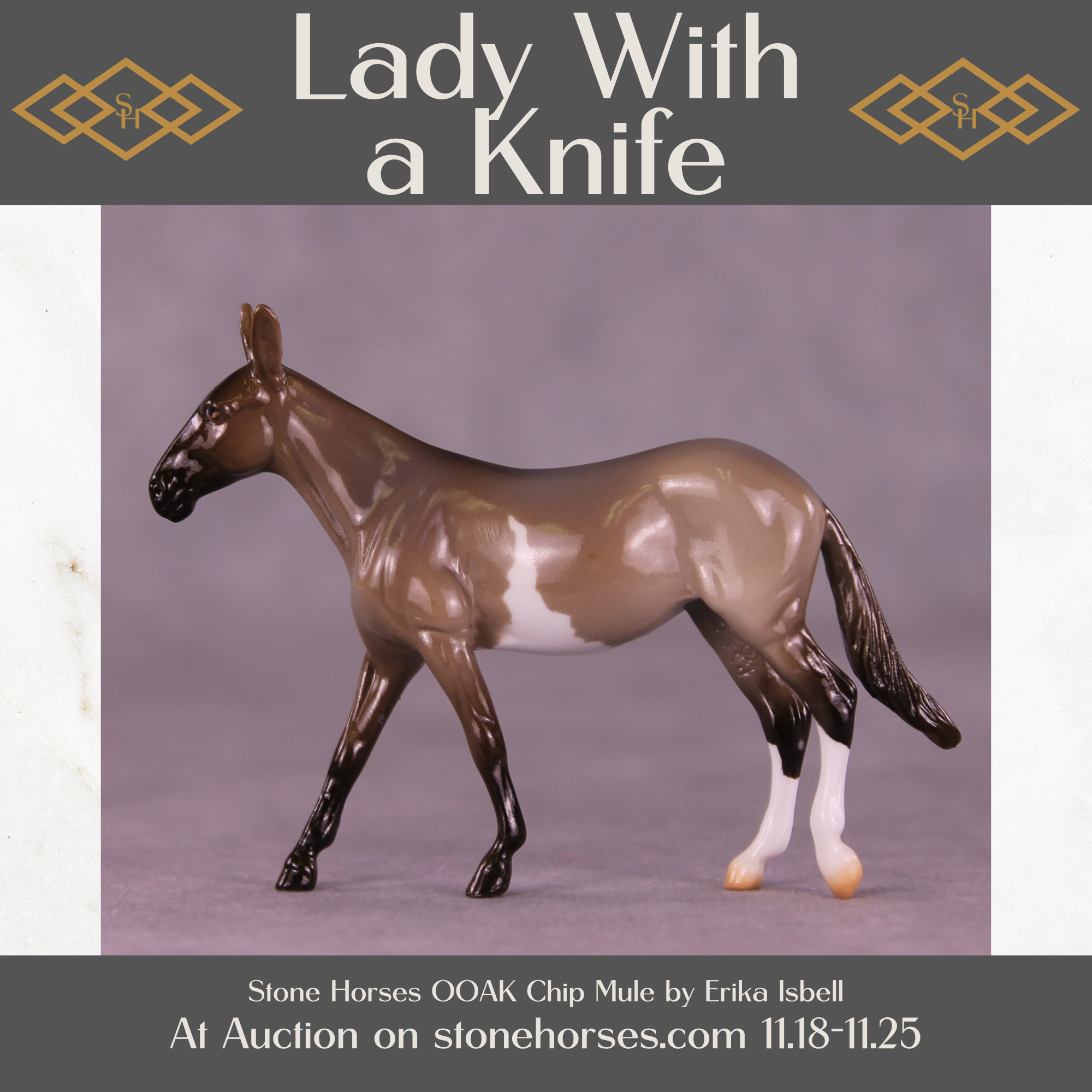 Lady With a Knife OOAK Chip Mule by Erika Isbell 11/25/2025 SS1125