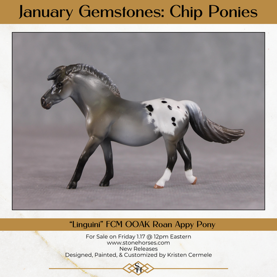"Linguini" OOAK Custom Roan Blanket Appy Pony Chip By Kristen Cermele - Gemstone Series