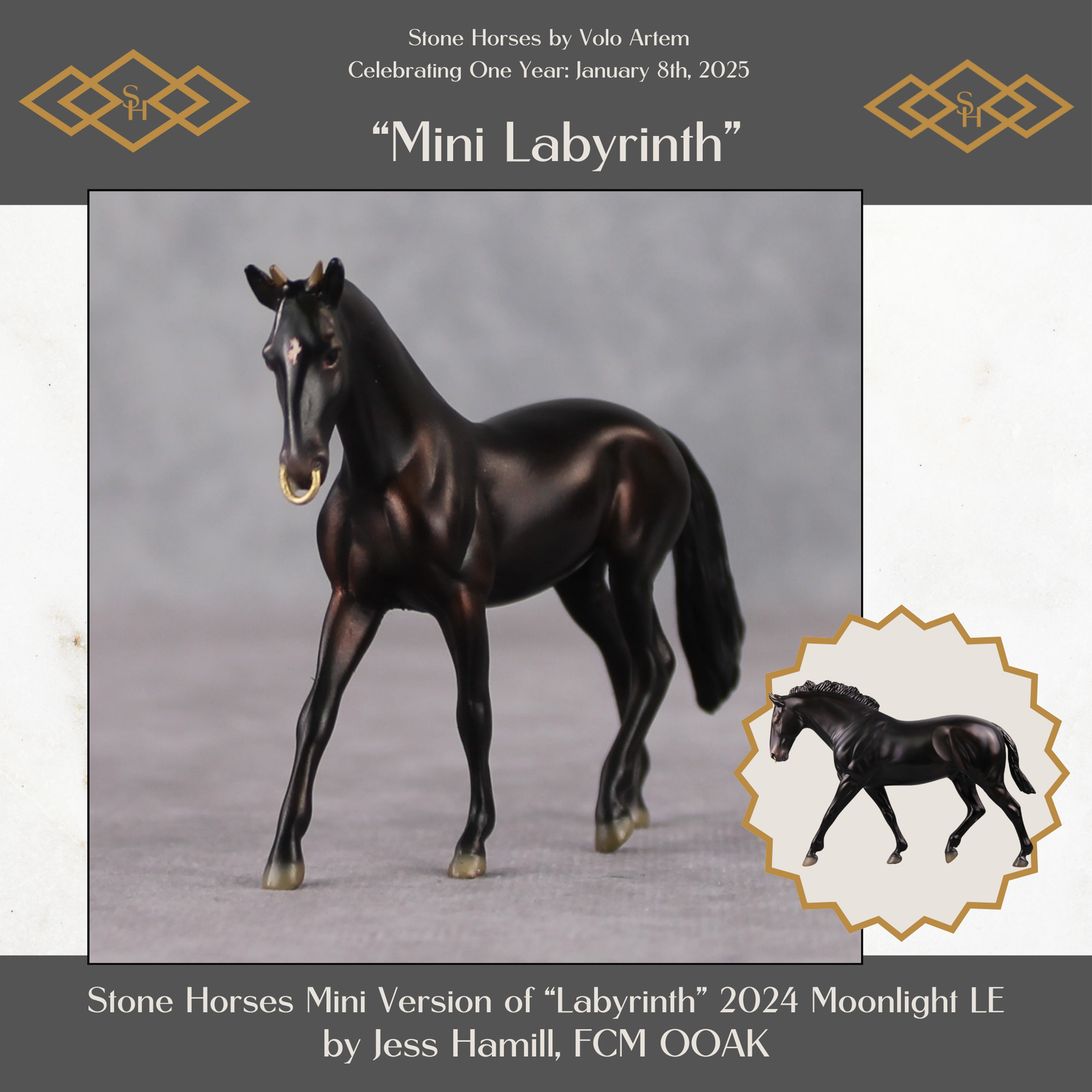 "Mini Labyrinth" OOAK Minotaur Warmblood Chip By Jess Hamill-Secret Surprise Chip Drop