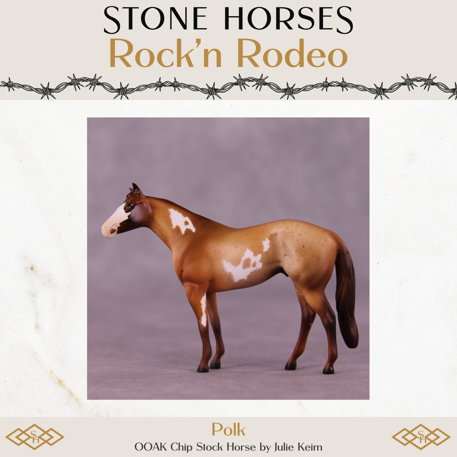 Polk OOAK Chip Stock Horse by Julie Keim Special Chip Drop
