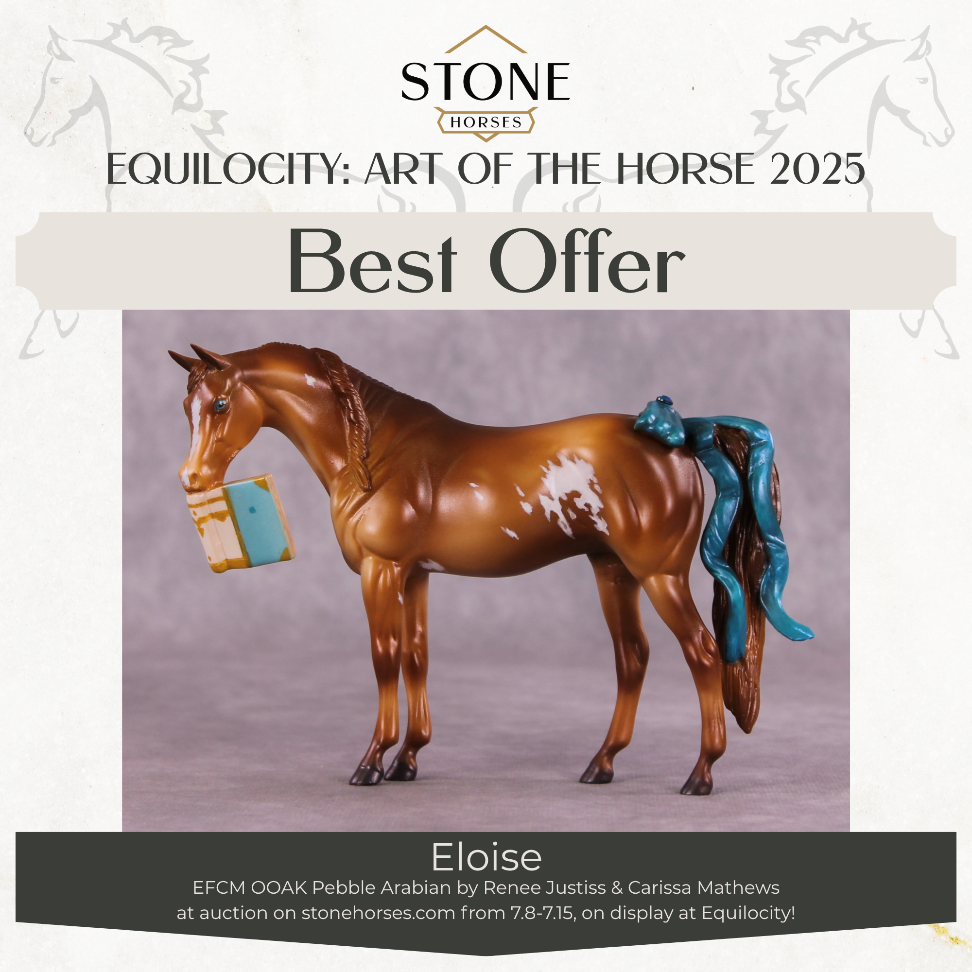 "Eloise" OOAK EFCM Pebble Arabian Mare by Renee Justiss/Ellie Figment Best Offer EQ25 07/15/25