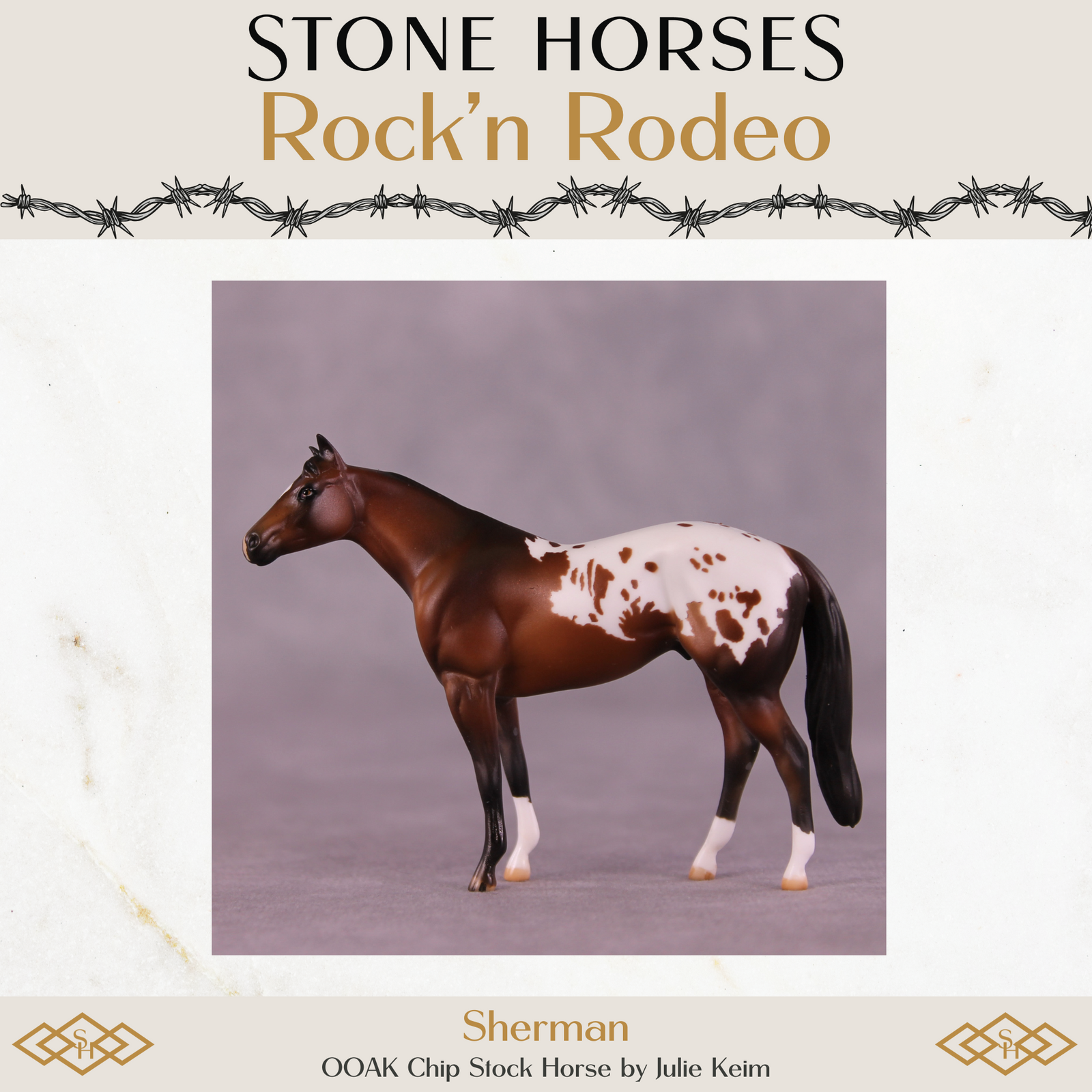 Sherman OOAK Chip Stock Horse by Julie Keim Special Chip Drop