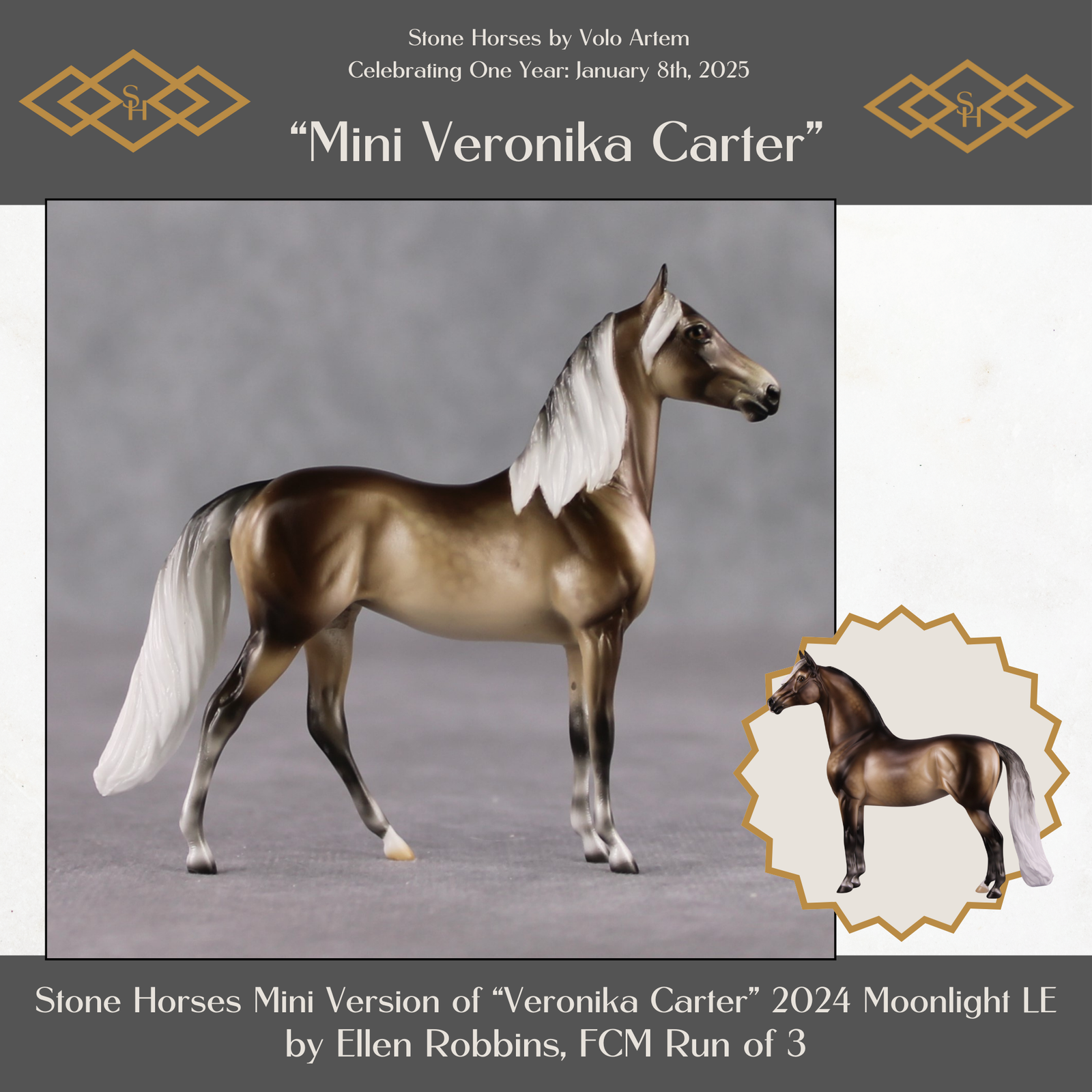 "Mini Veronika Carter" LE-3 Silver Dapple Morgan Chip By Ellen Robbins-Secret Surprise Chip Drop