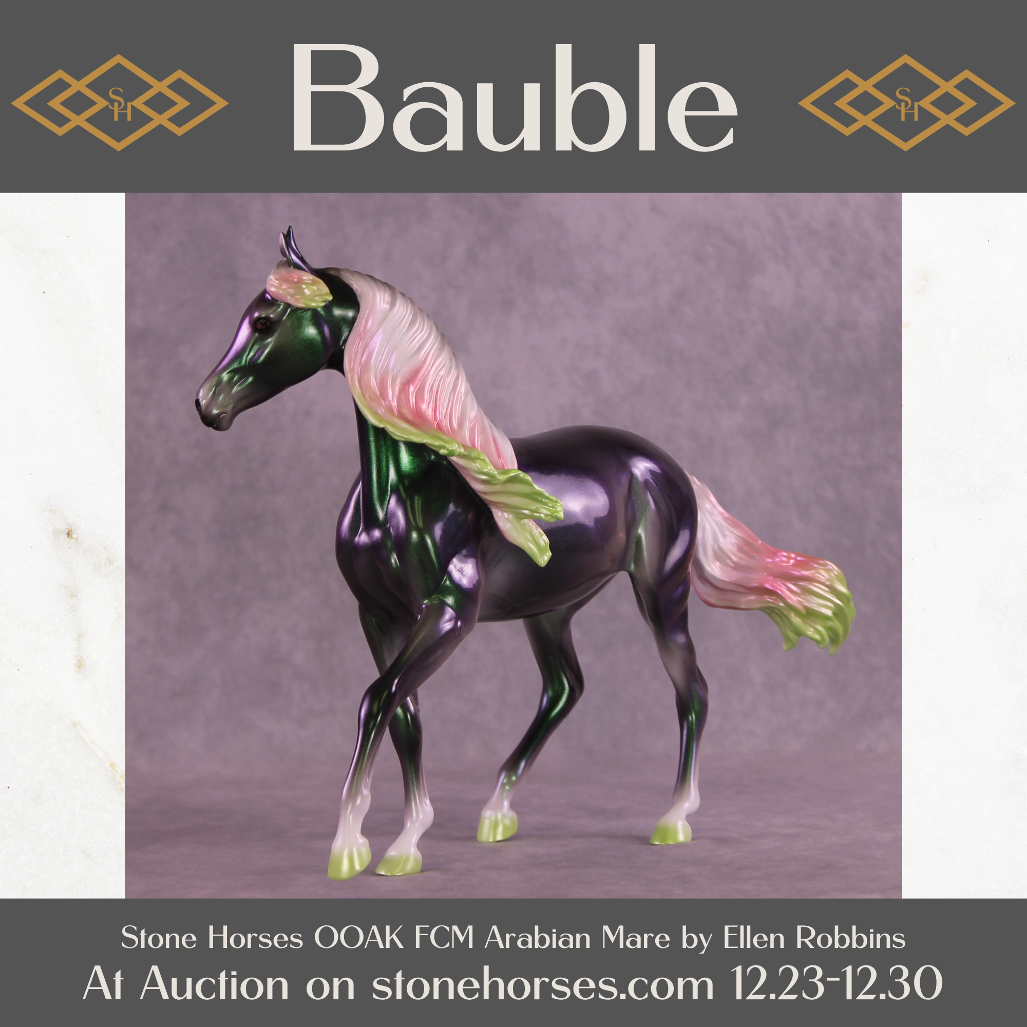 Bauble OOAK FCM Arabian Mare by Ellen Robbins HS25