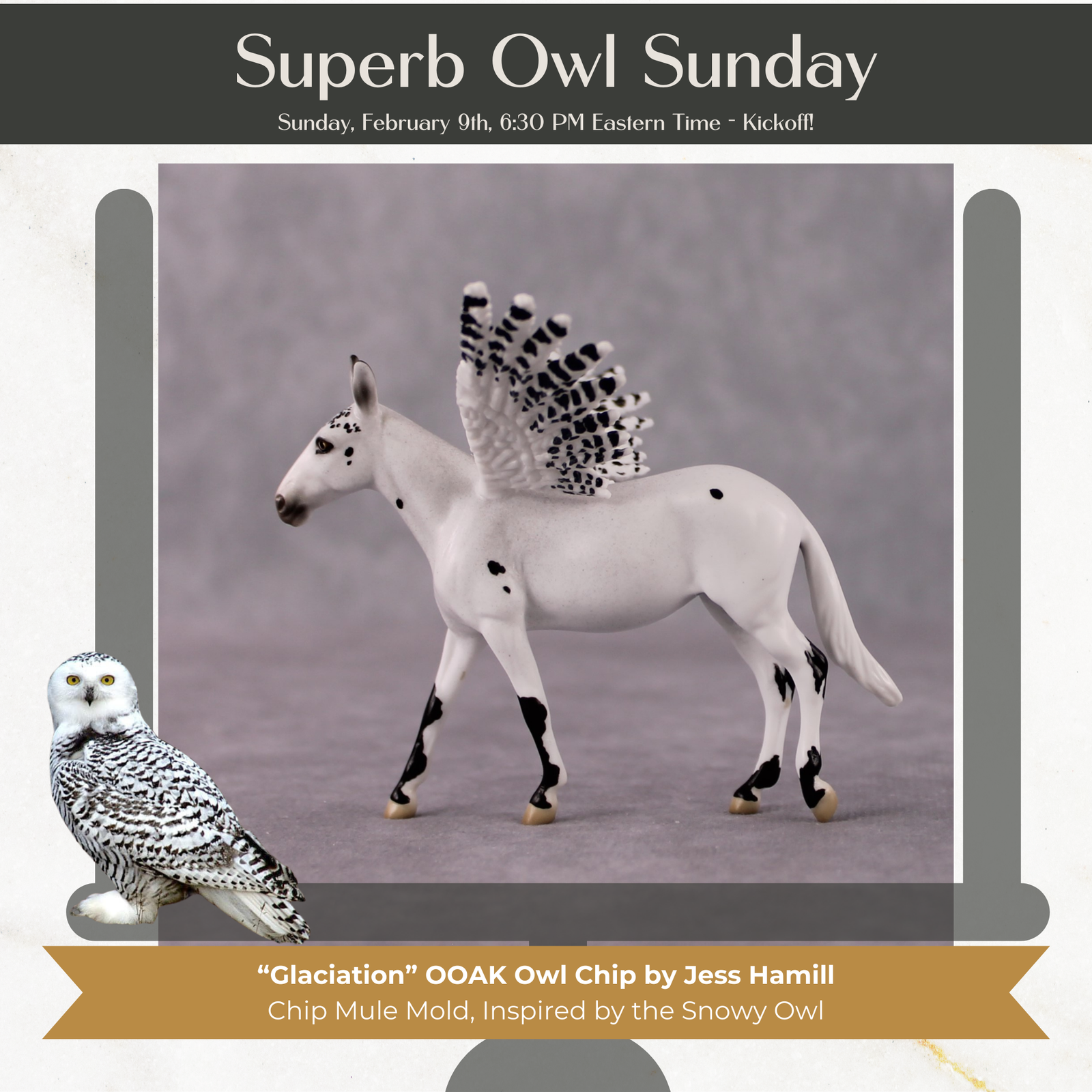 "Glaciation" Secret Surprise Chip Drop: Superb Owl Sunday OOAK Deco Custom Mule Chip By Jess Hamill