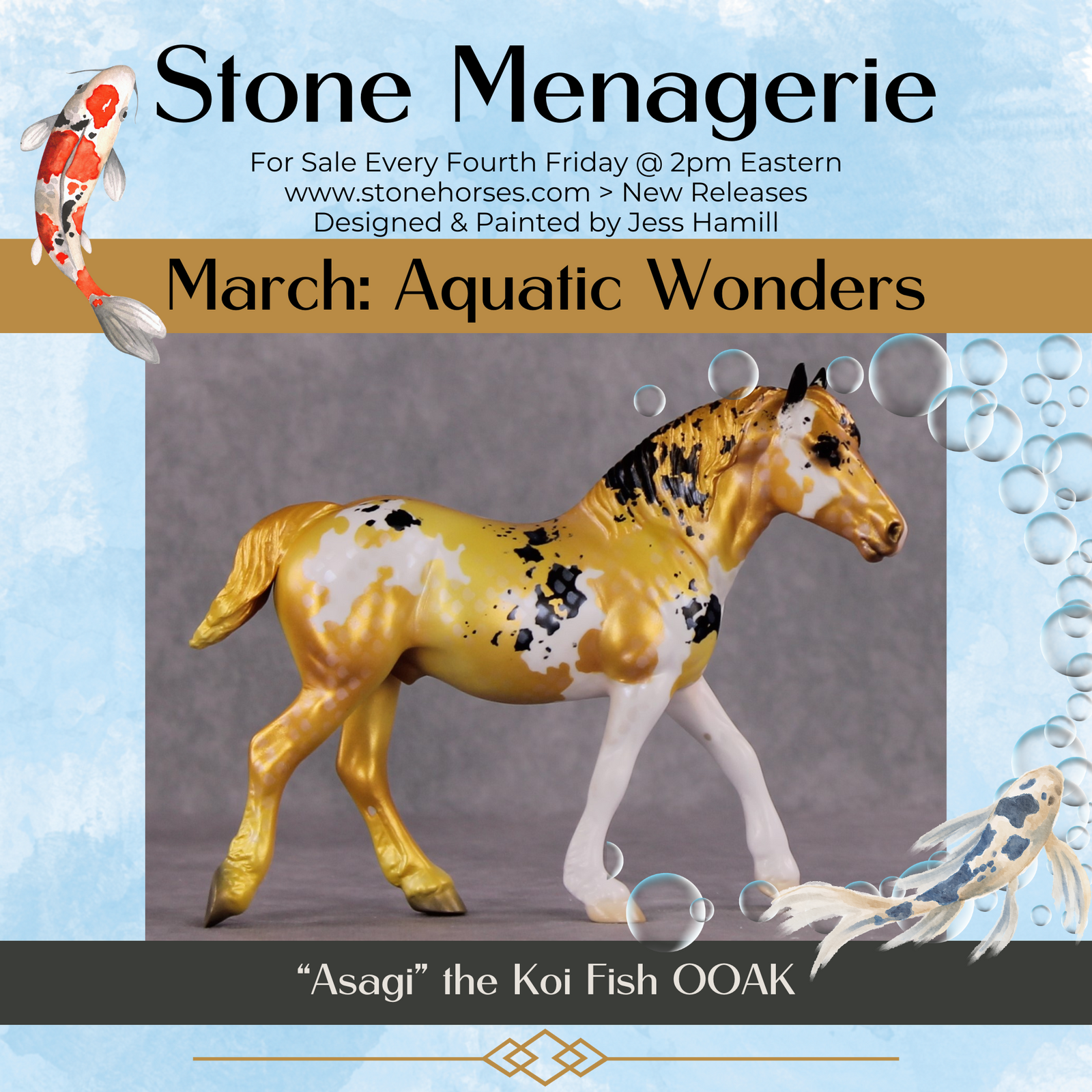 "Asagi" OOAK Koi Inspired Pebble Draft by Jess Hamill