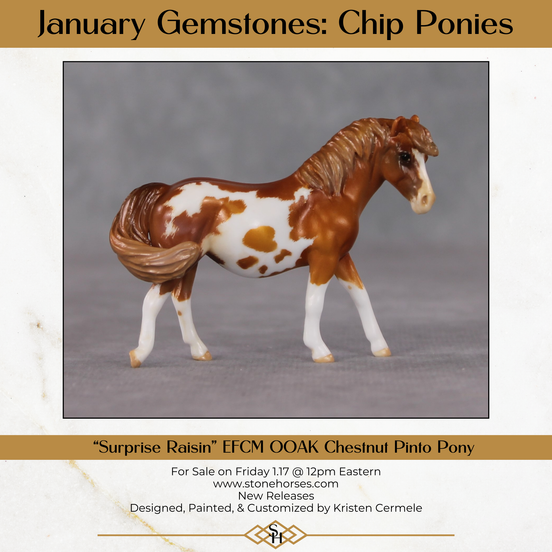 "Surprise Raisin" OOAK Custom Chestnut Overo Pony Chip By Kristen Cermele - Gemstone Series