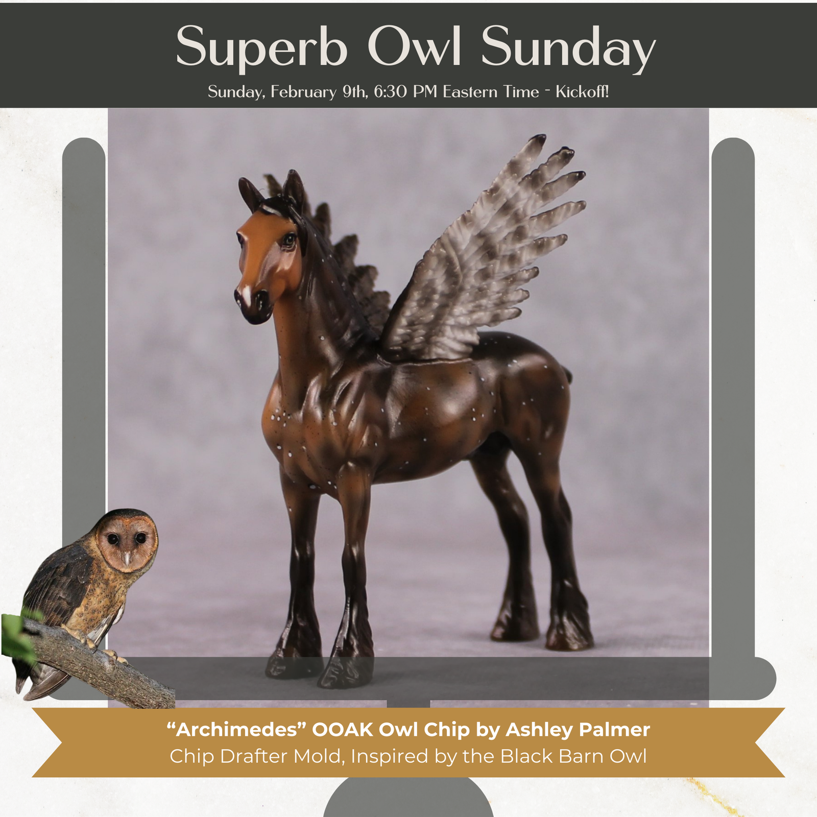 "Archimedes" Secret Surprise Chip Drop: Superb Owl Sunday OOAK Deco Custom Draft Chip By Ashley Palmer