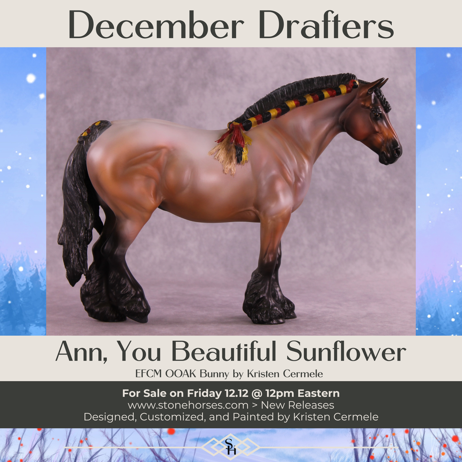 Ann, You Beautiful Sunflower OOAK EFCM Bunny by Kristen Cermele GS1225