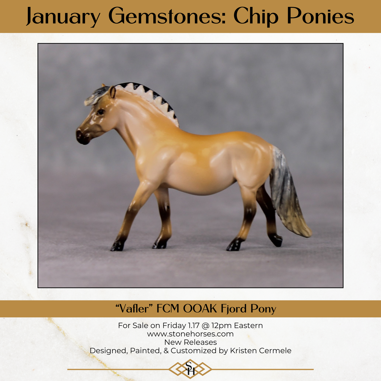 "Vafler" OOAK Custom Fjord Pony Chip By Kristin Cermele - Gemstone Series