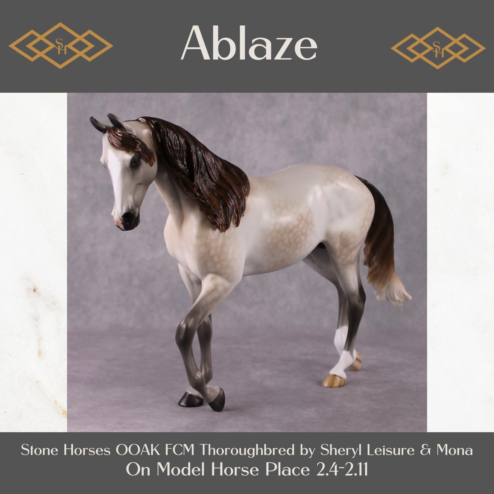 Stone Horses OOAK FCM "Ablaze" - Rose Grey Thoroughbred by Sheryl Leisure & Mona 02/11/2025