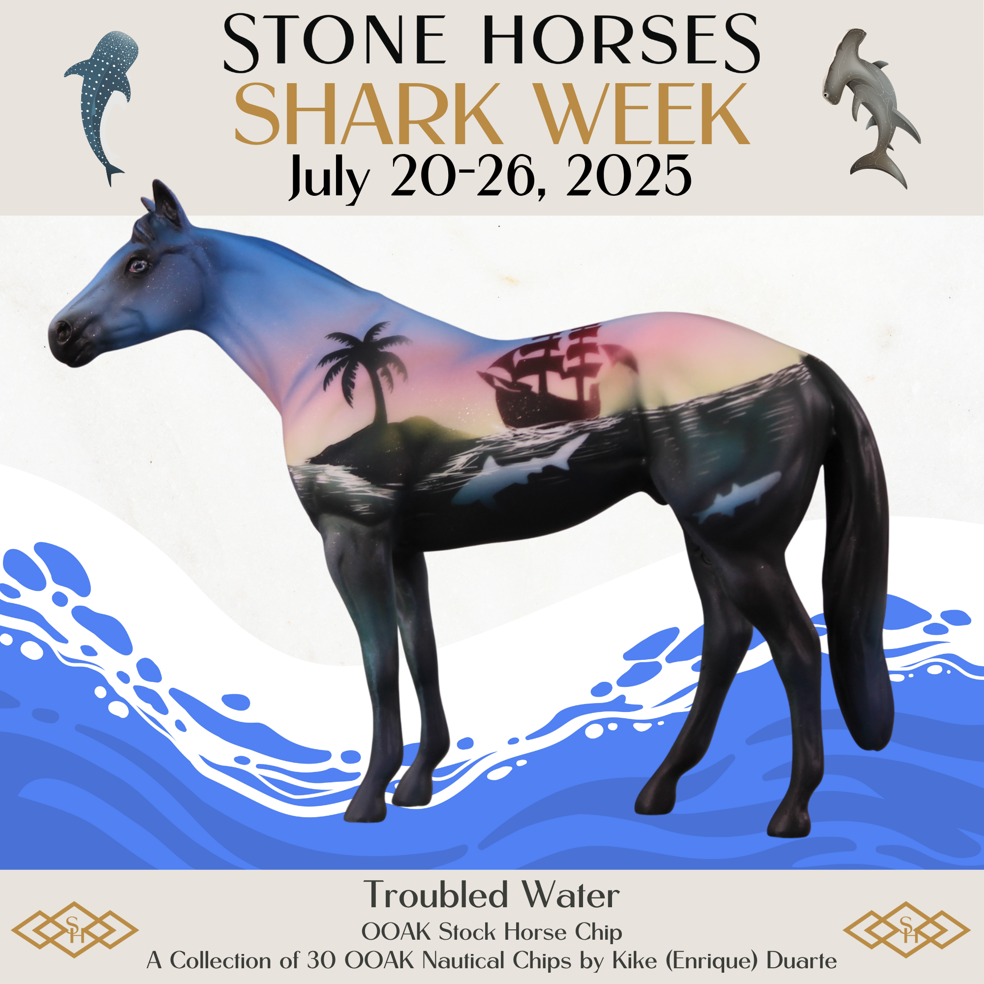 Troubled Water OOAK Stock Horse Chip by Kike Duarte SCD25