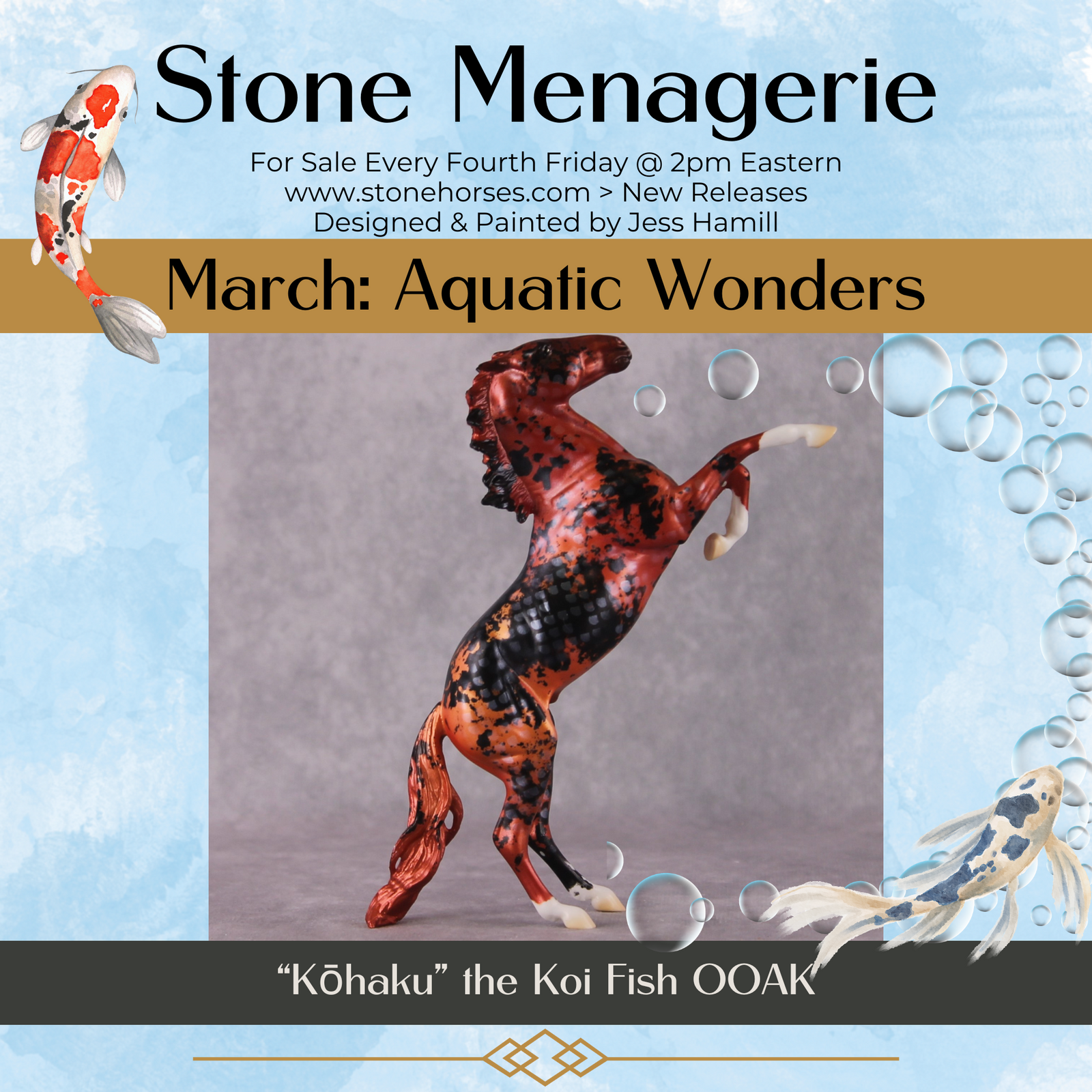 "Kōhaku" OOAK Koi Inspired Rearing Pebble by Jess Hamill