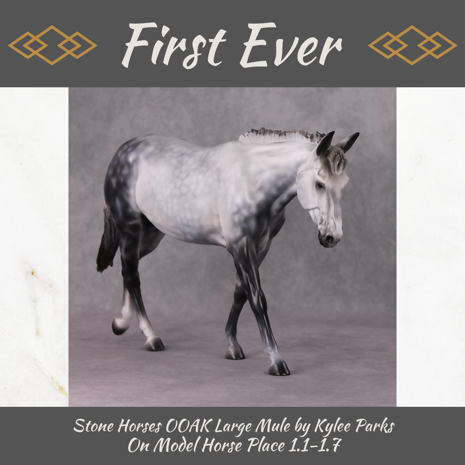 "First Ever" OOAK Dapple Grey Large Mule Painted By Kylee Parks Best Offers 01/07/25