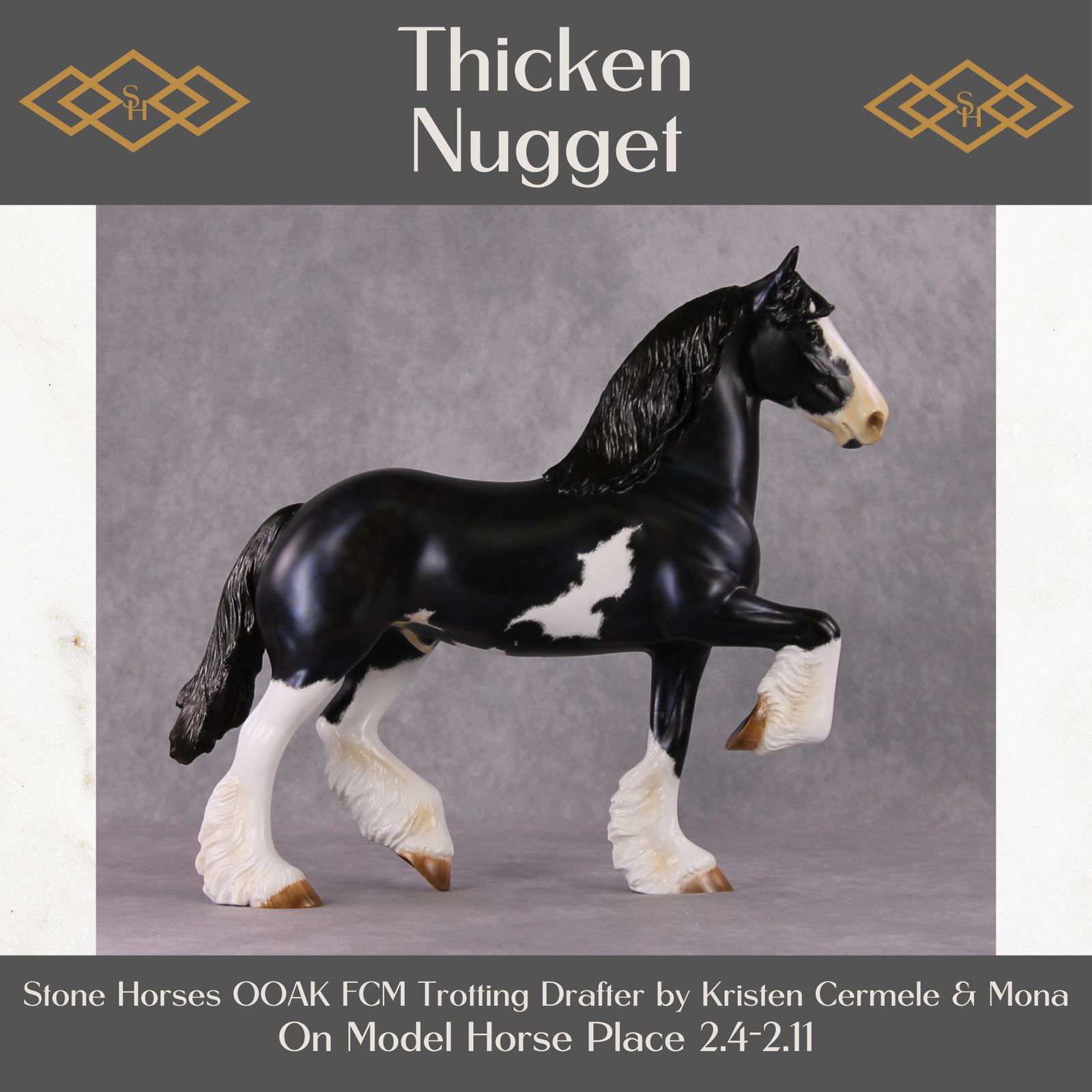 Stone Horses OOAK "Thicken Nugget" - Black Sabino Trotting Drafter by Kirsten Cermele & Mona 02/11/2025