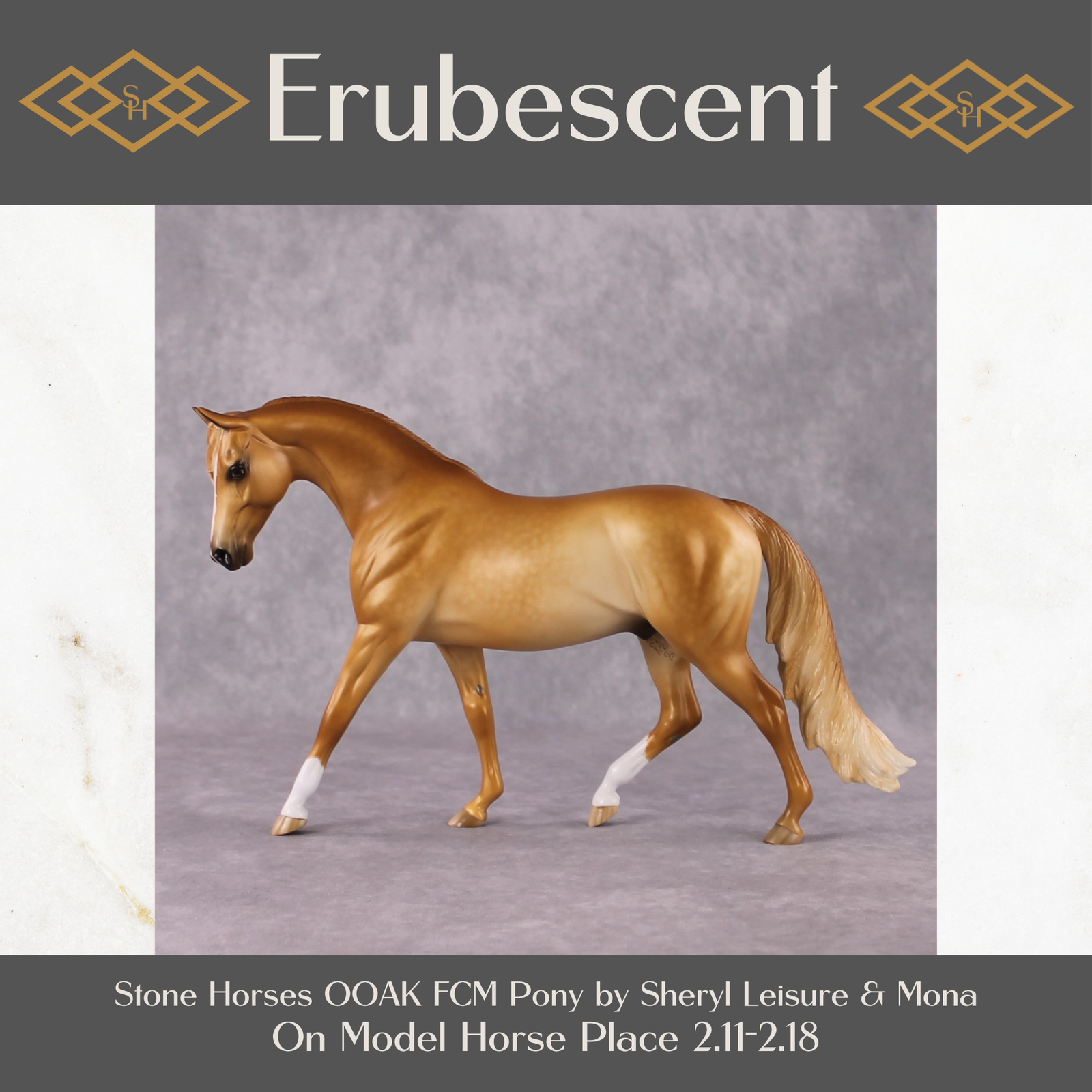 "Erubescent" OOAK FCM Stone Horses - Light Chestnut Pony by Sheryl Leisure & Mona