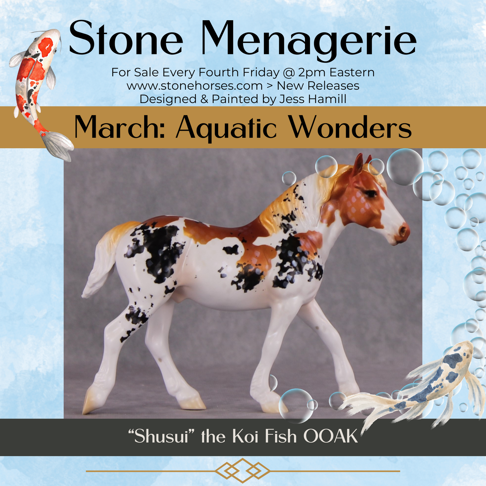 "Shusui" OOAK Koi Inspired Pebble Draft by Jess Hamill