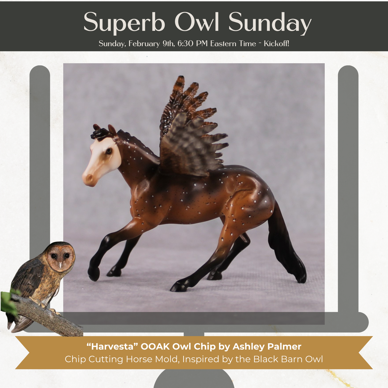 "Harvesta" Secret Surprise Chip Drop: Superb Owl Sunday OOAK Deco Custom Cutter Chip By Ashley Palmer
