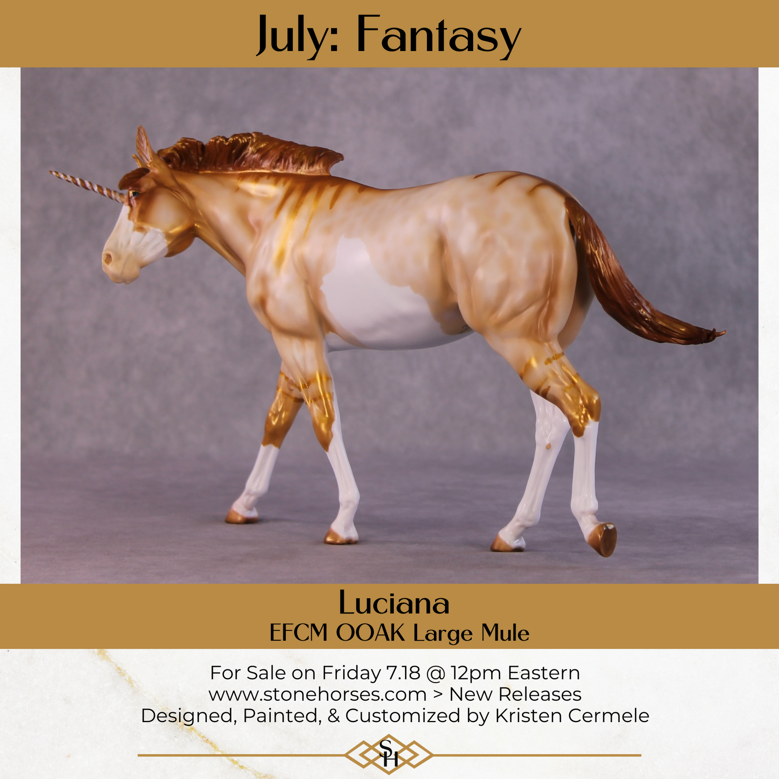 Luciana OOAK EFCM Large Mule By Kristen Cermele July GemStones Series