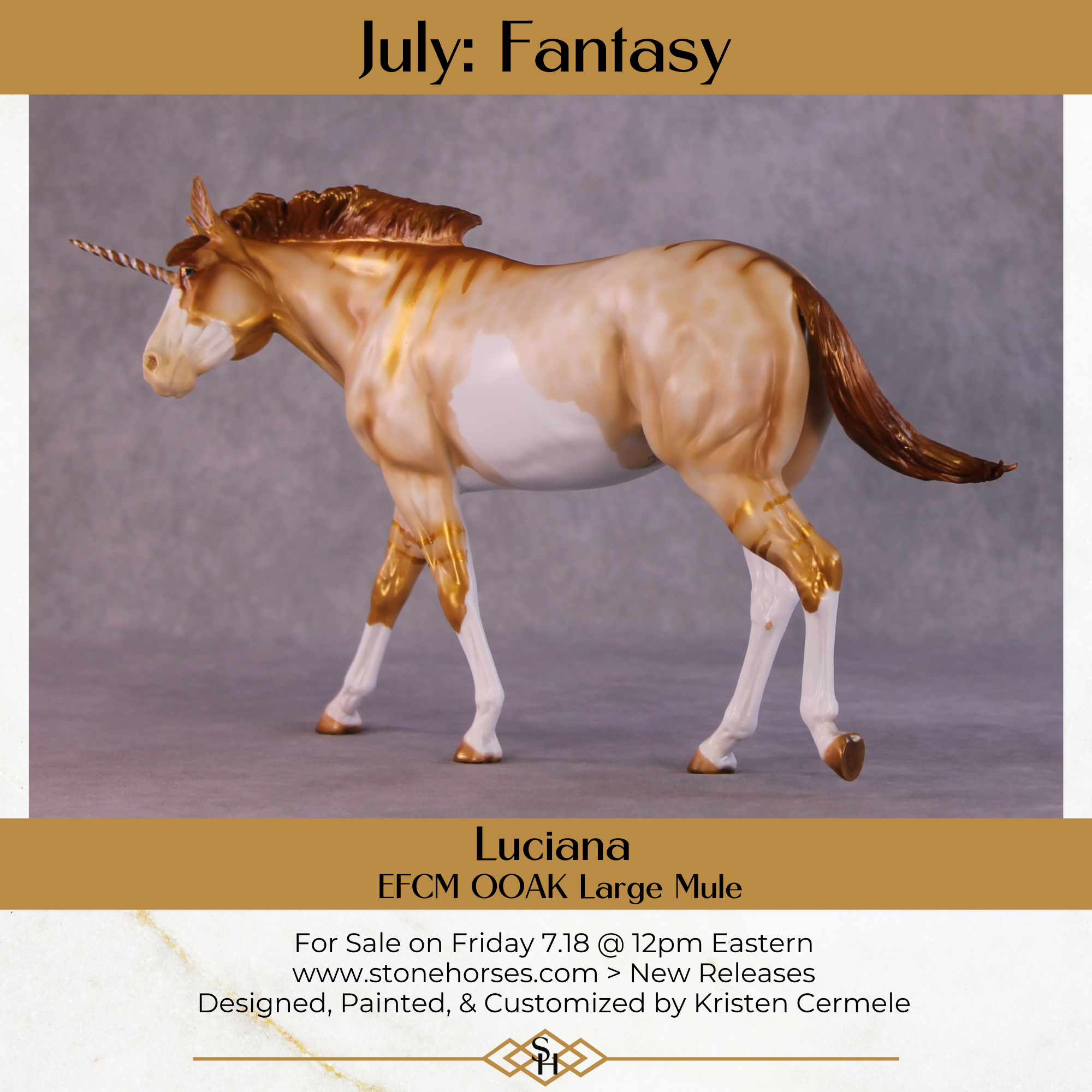 Luciana OOAK EFCM Large Mule By Kristen Cermele July GemStones Series