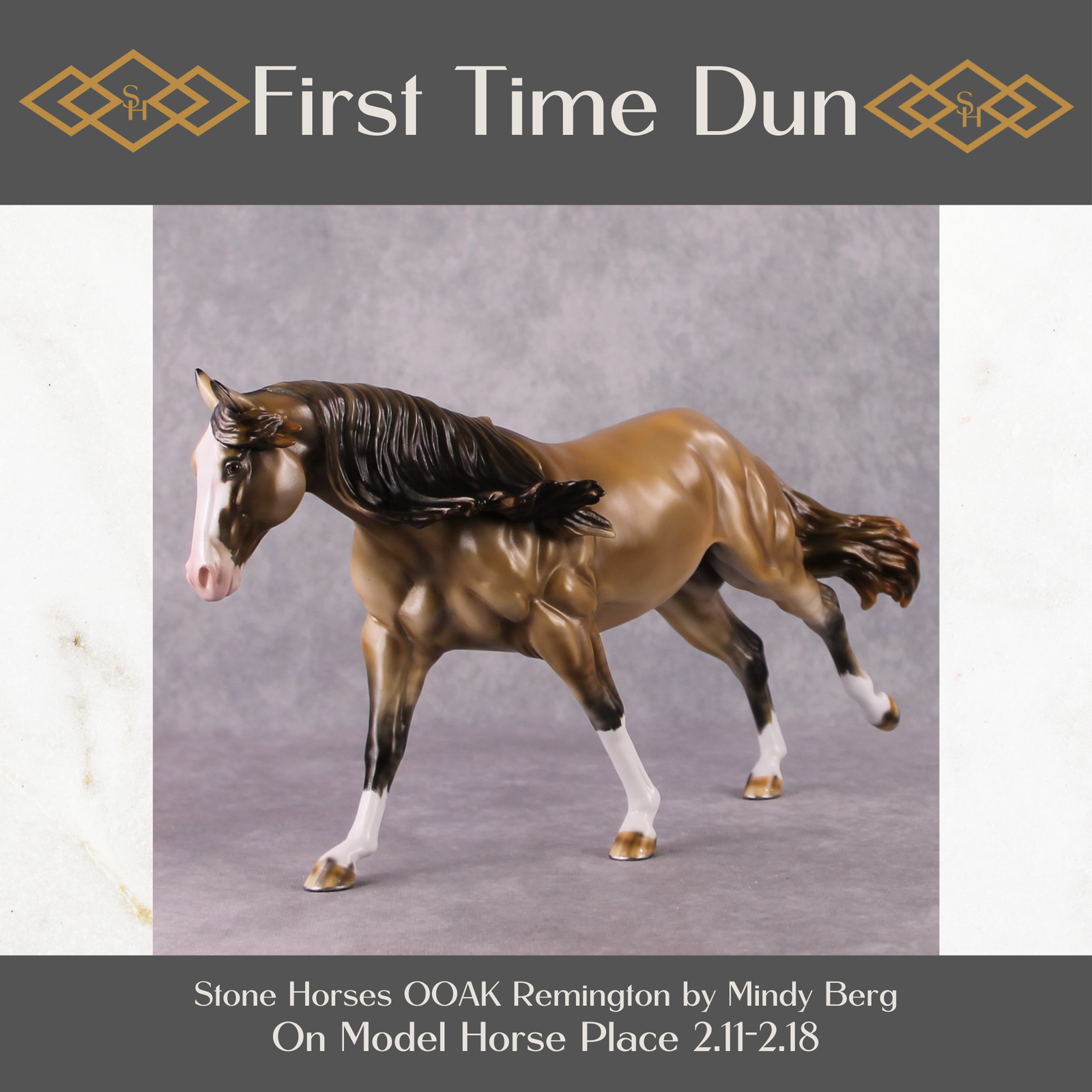 "First Time Dun" OOAK Stone Horses - Dun Remington by Mindy Berg Best Offer 02/18/2025