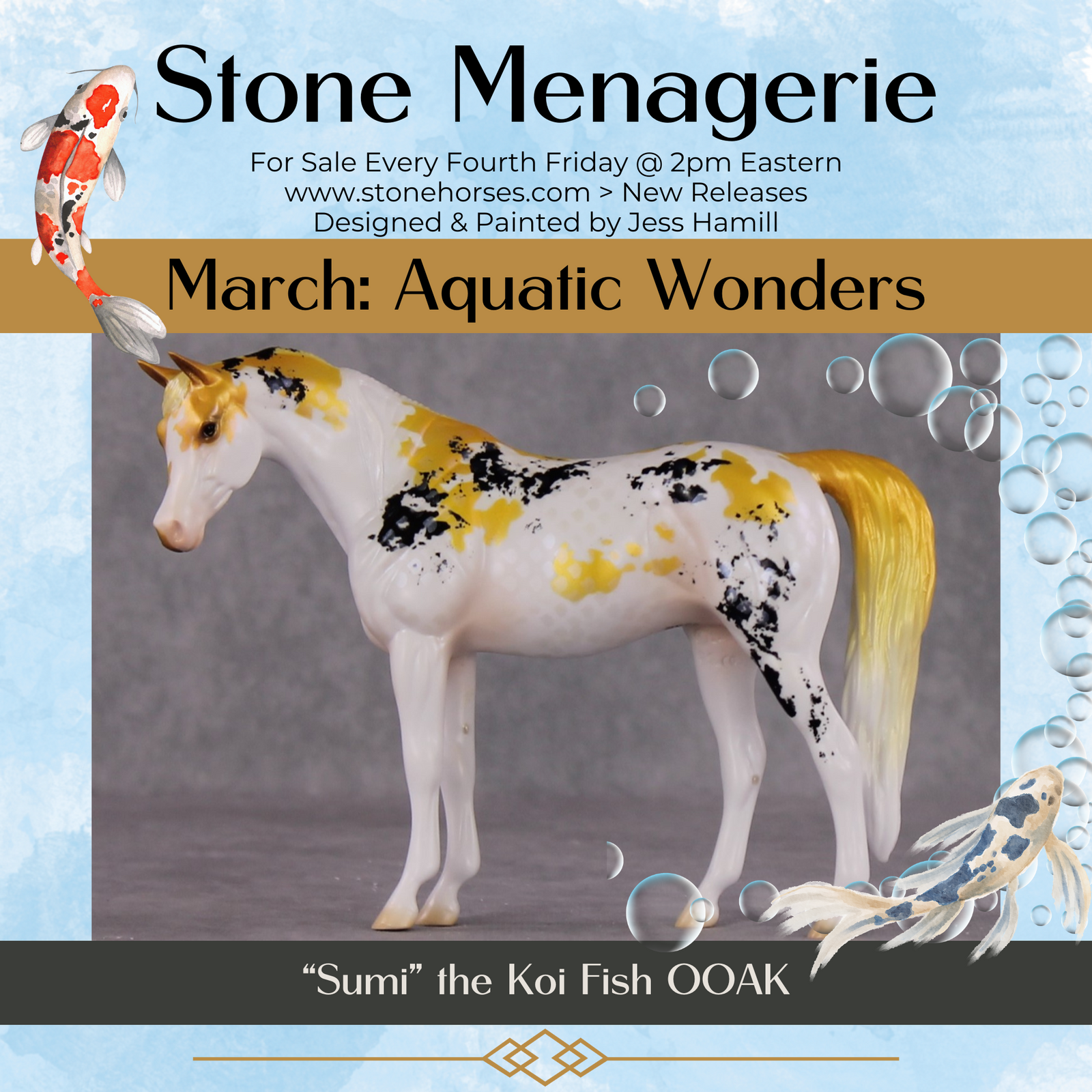 "Sumi" OOAK Koi Inspired Arabian Mare Pebble by Jess Hamill