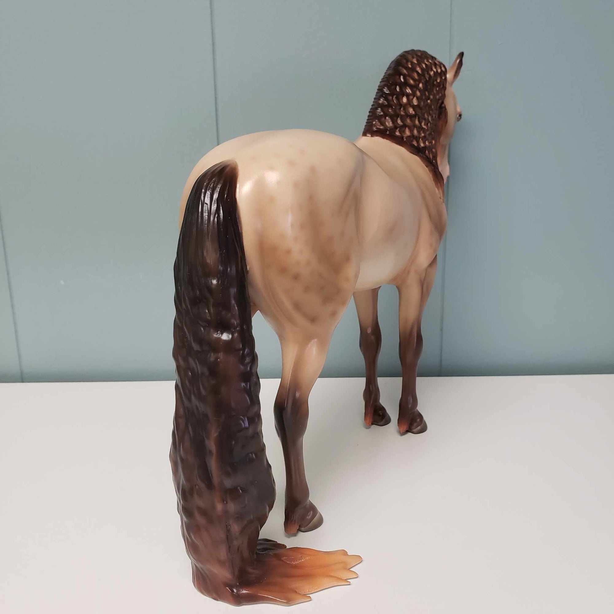 Brave OOAK Amber Champagne with Reverse Dapples Custom Andalusian By Ashley Palmer