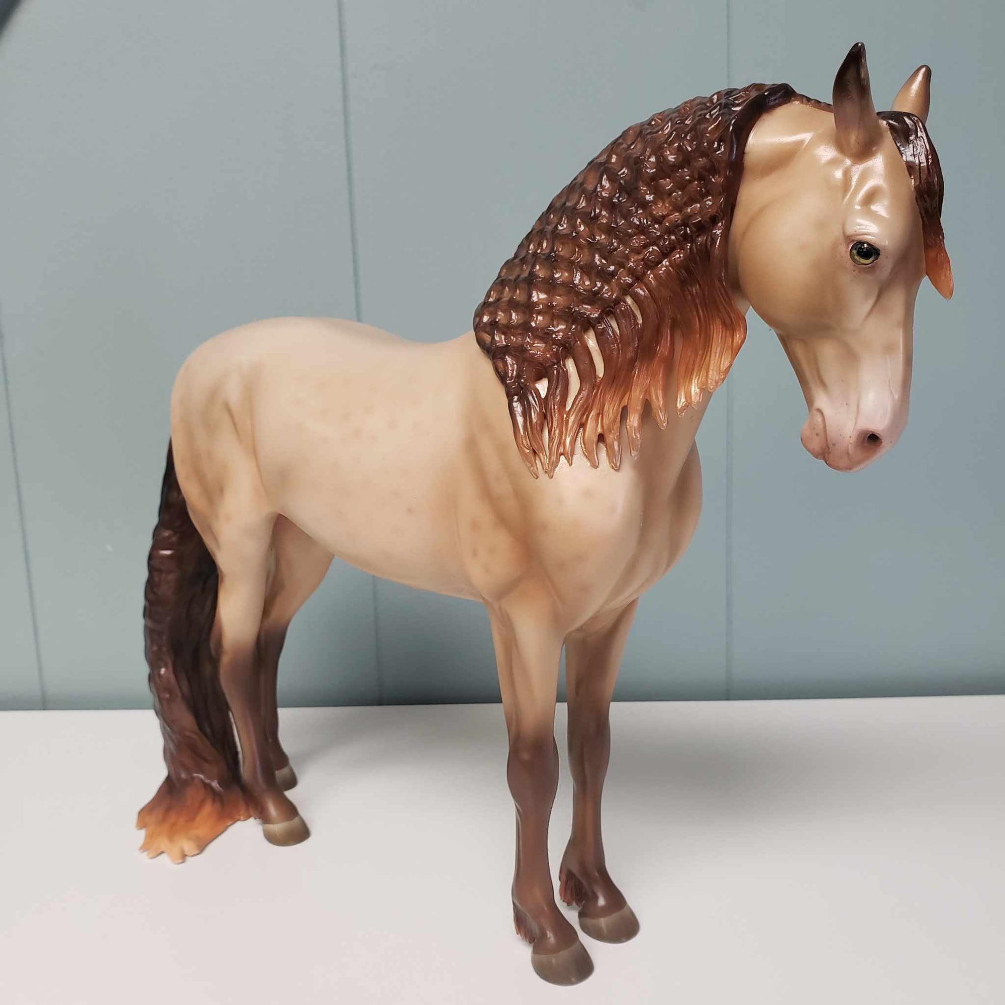 Brave OOAK Amber Champagne with Reverse Dapples Custom Andalusian By Ashley Palmer