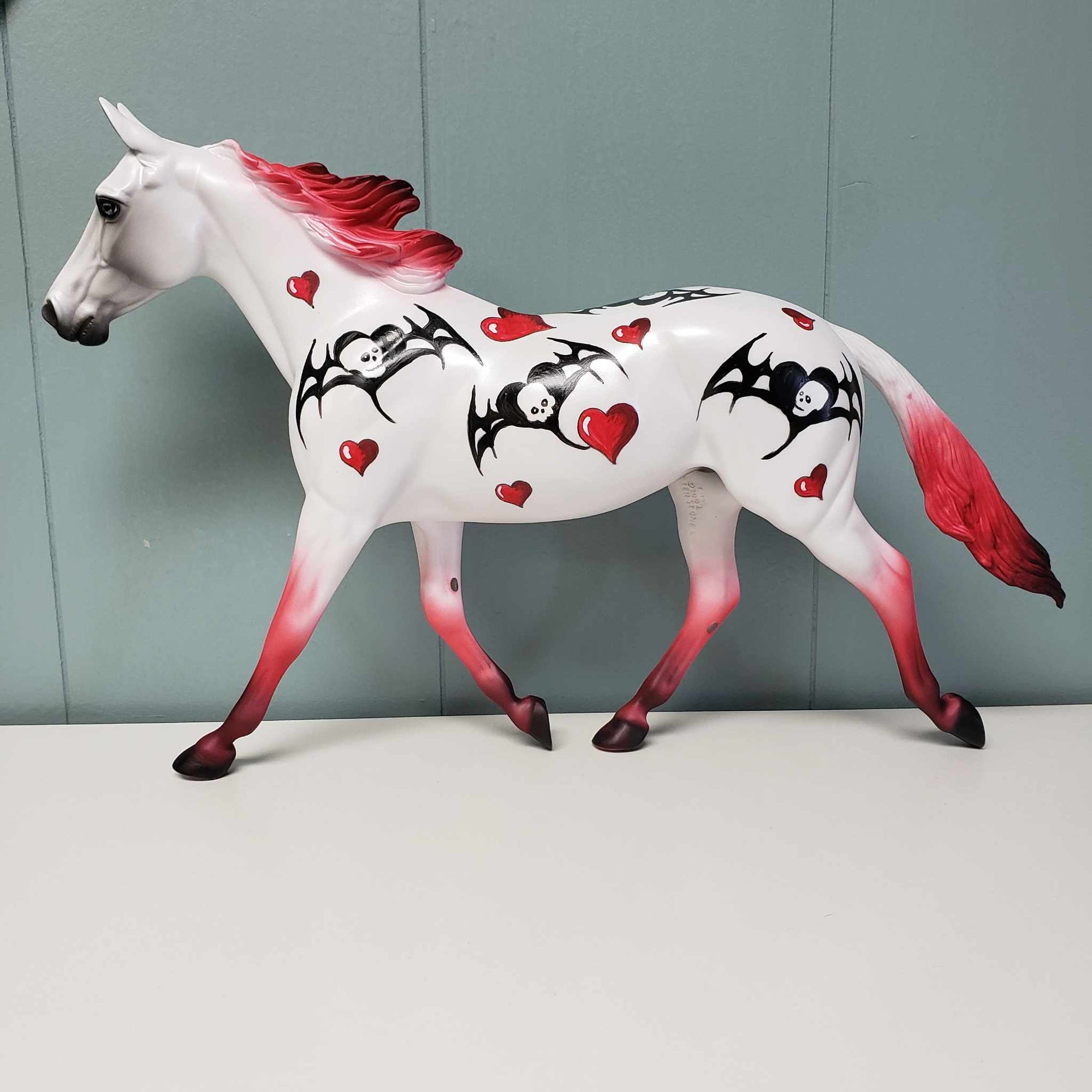 Until Death Do Us Part OOAK Hearts Skulls Bat Wing Deco Palouse By Dawn Quick SHCF24