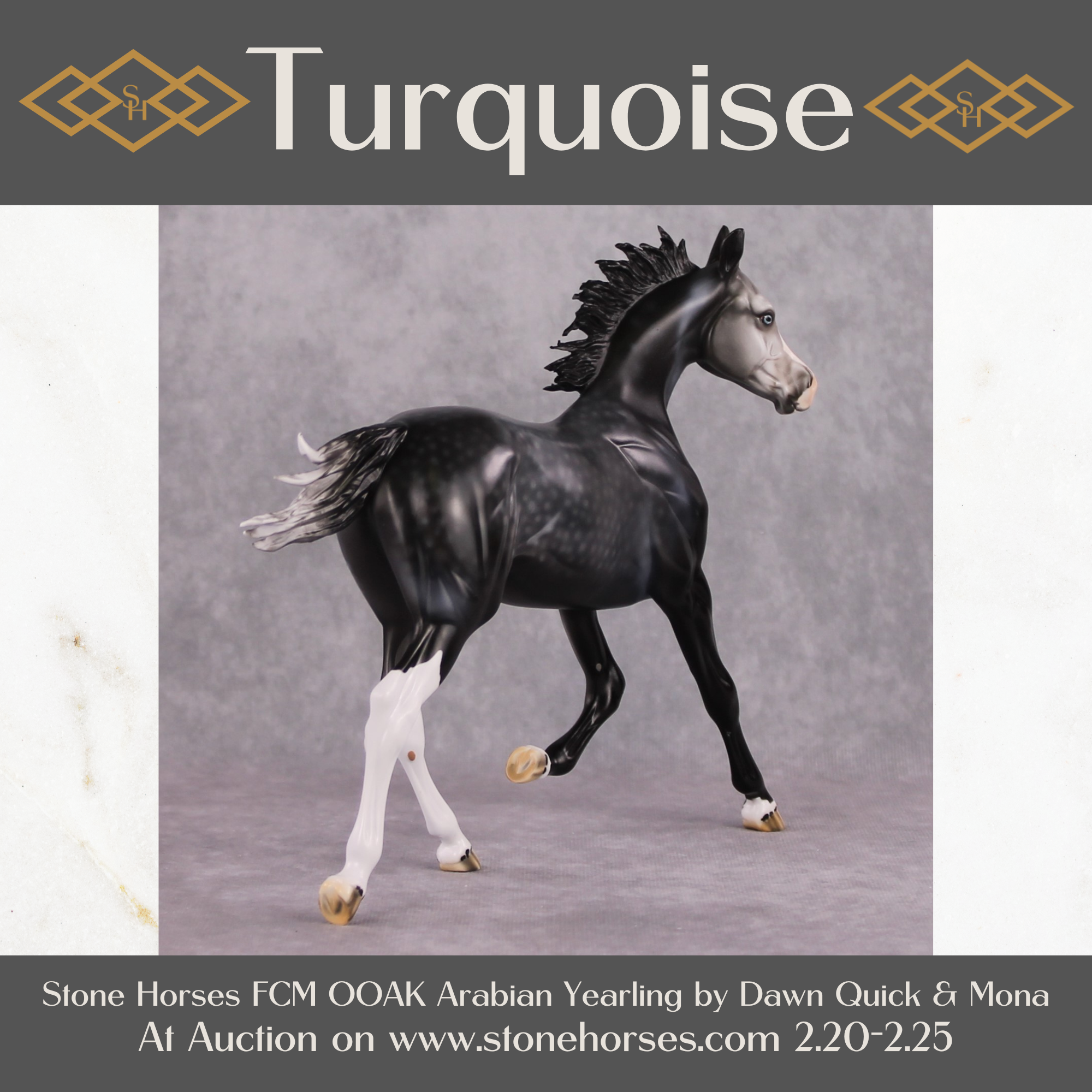 "Turquoise" OOAK Dark Dapple Grey Arabian Yearling by Dawn Quick Best Offer 02/25/2025