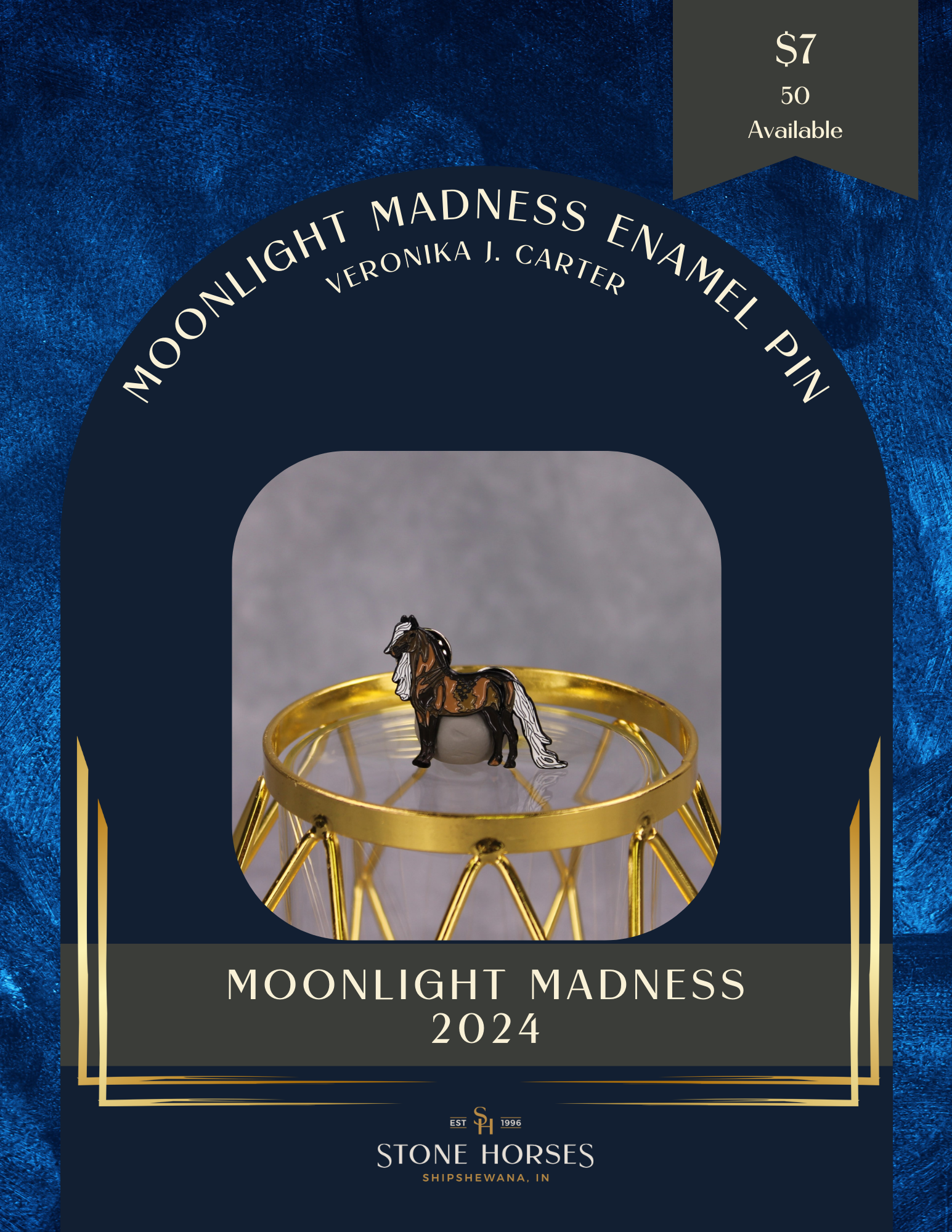 Stone Horses Moonlight Madness Veronika Karter Enamel Lapel Pin