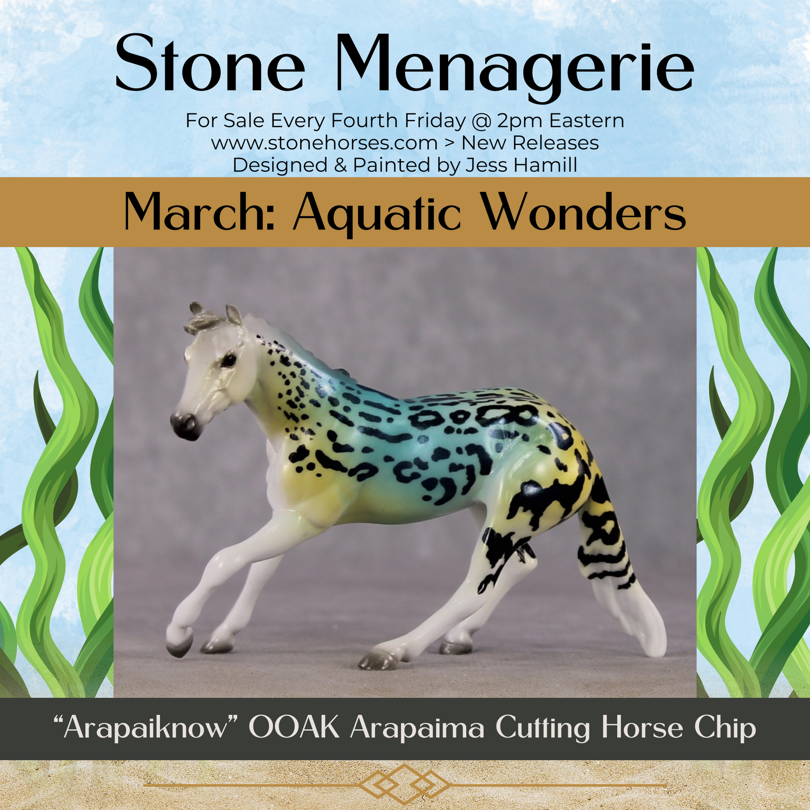 "Arapaiknow" OOAK Glossy Arapaima Fish Inspired Cutter Chip by Jess Hamill