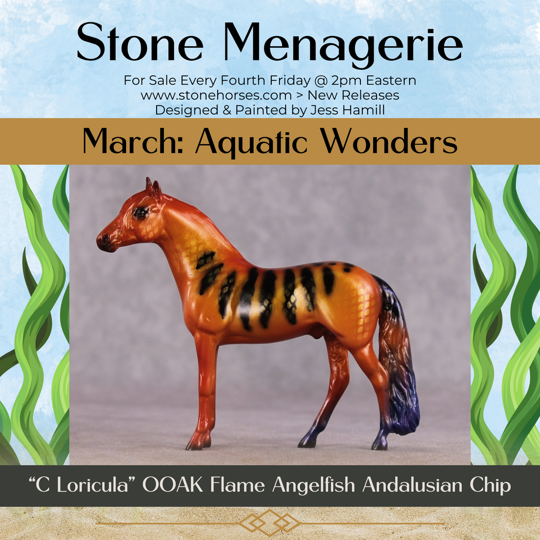 "C Loricula" OOAK Glossy Flame Angelfish Inspired Andalusian Chip by Jess Hamill
