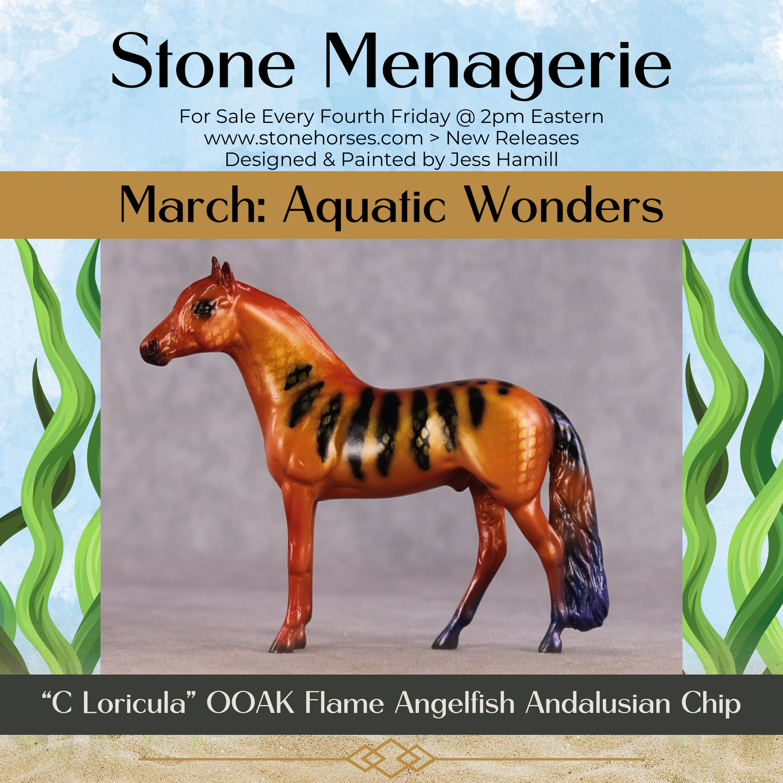 "C Loricula" OOAK Glossy Flame Angelfish Inspired Andalusian Chip by Jess Hamill