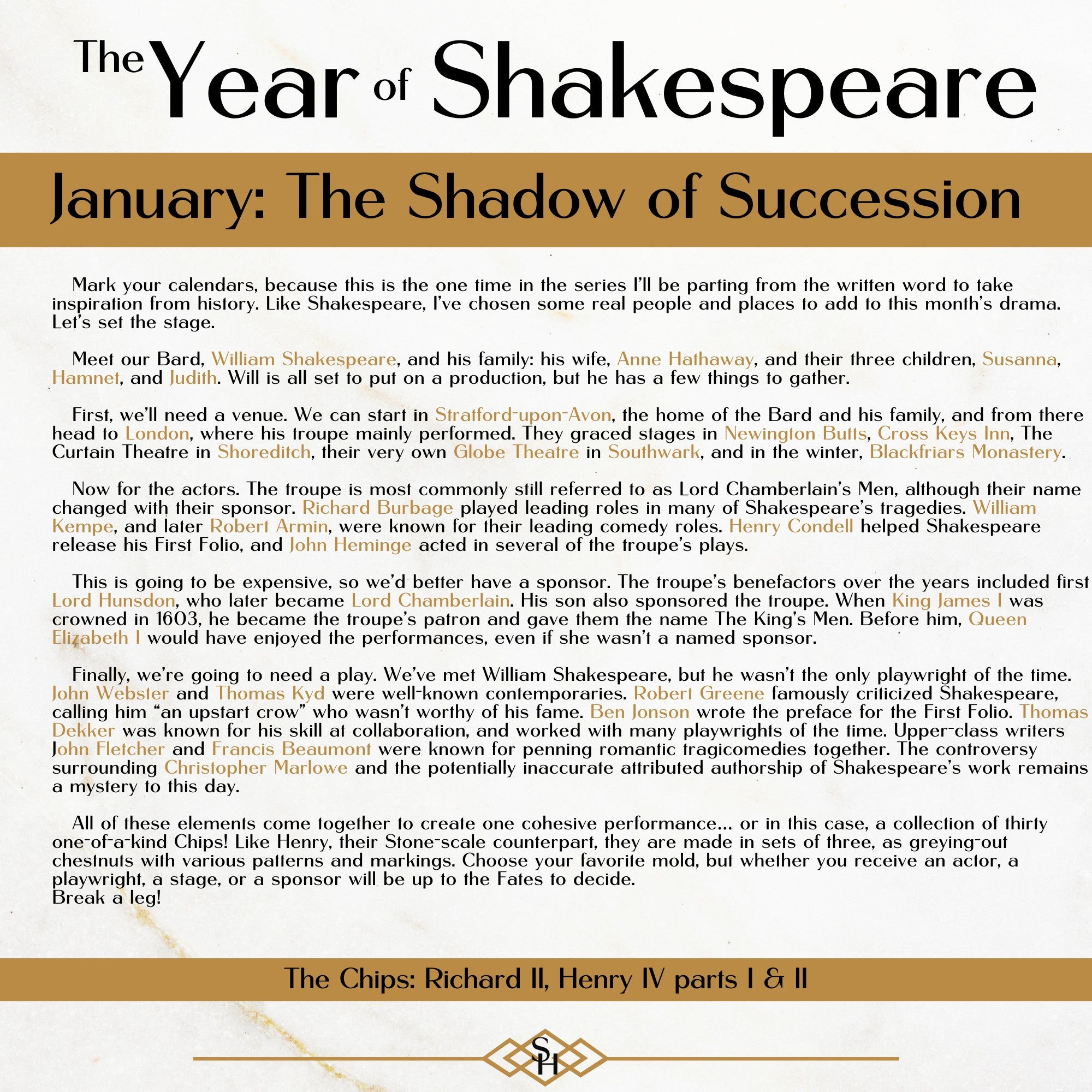 Rearing Chip Grab Bag - January 2025 We've Got History Shakespeare Chips Painted By Ellen Robbins CL25