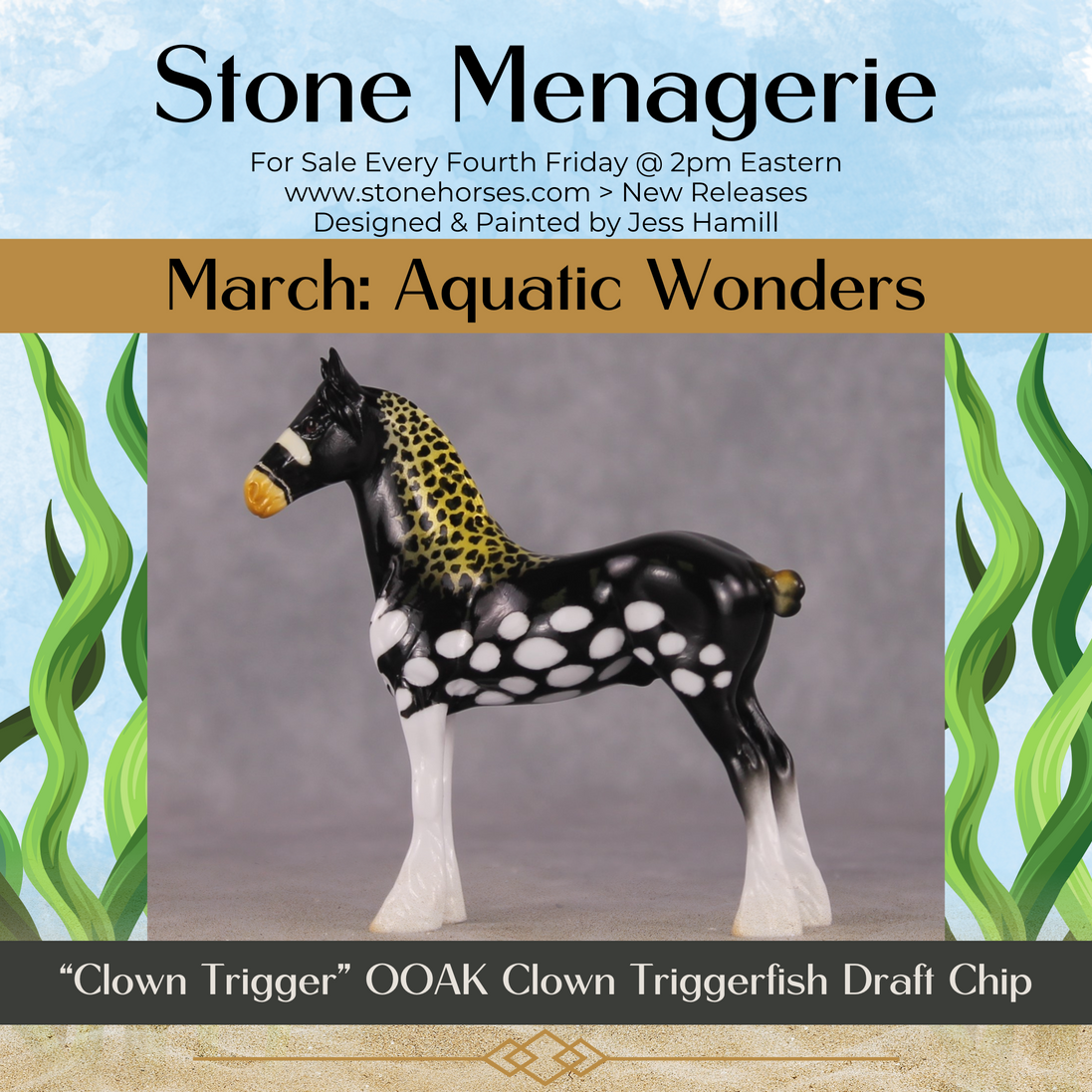 "Clown Trigger" OOAK Glossy Clown Triggerfish Inspired Draft Chip by Jess Hamill