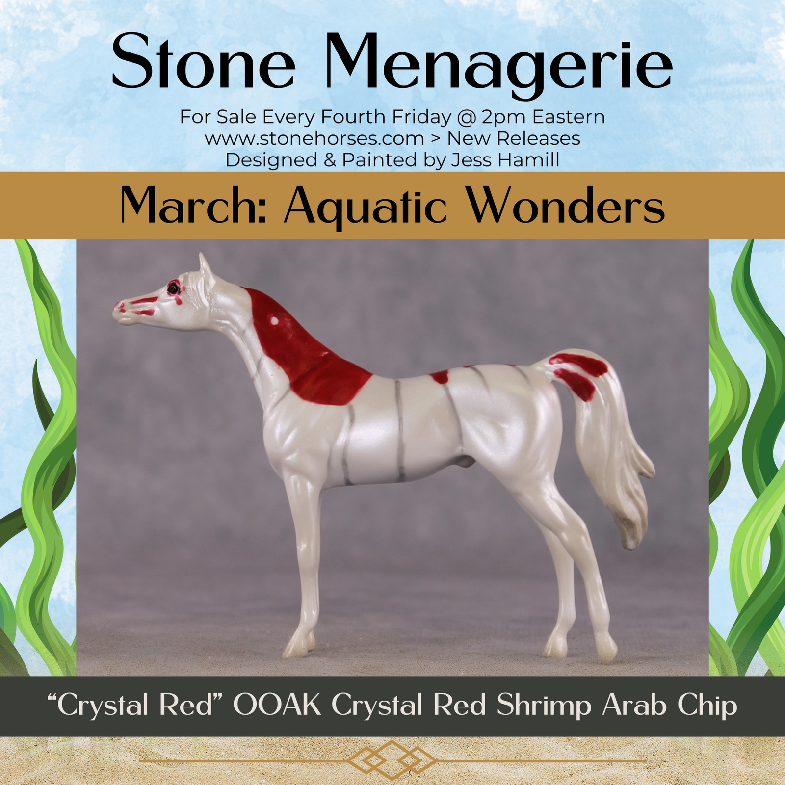 "Crystal Red" OOAK Glossy Crystal Red Shrimp Inspired Arabian Chip by Jess Hamill