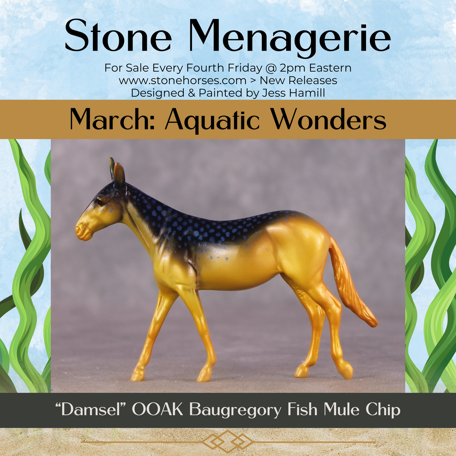 "Damsel" OOAK Glossy Beaugregory Fish Inspired Mule Chip by Jess Hamill